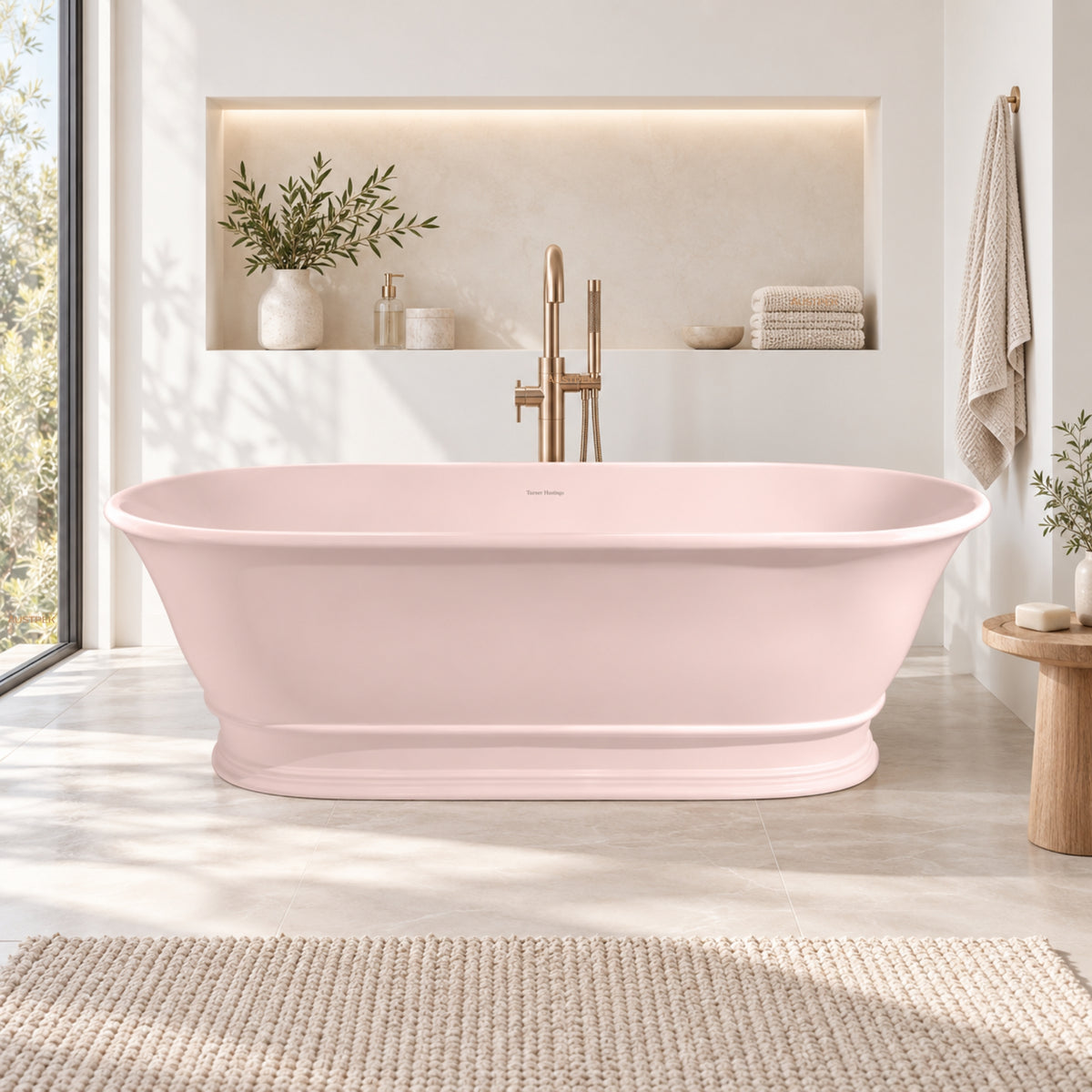 TURNER HASTINGS CAMBRIDGE TITANCAST FREESTANDING NON OVERFLOW BATHTUB MISTY ROSE (AVAILABLE IN 1560MM AND 1740MM)
