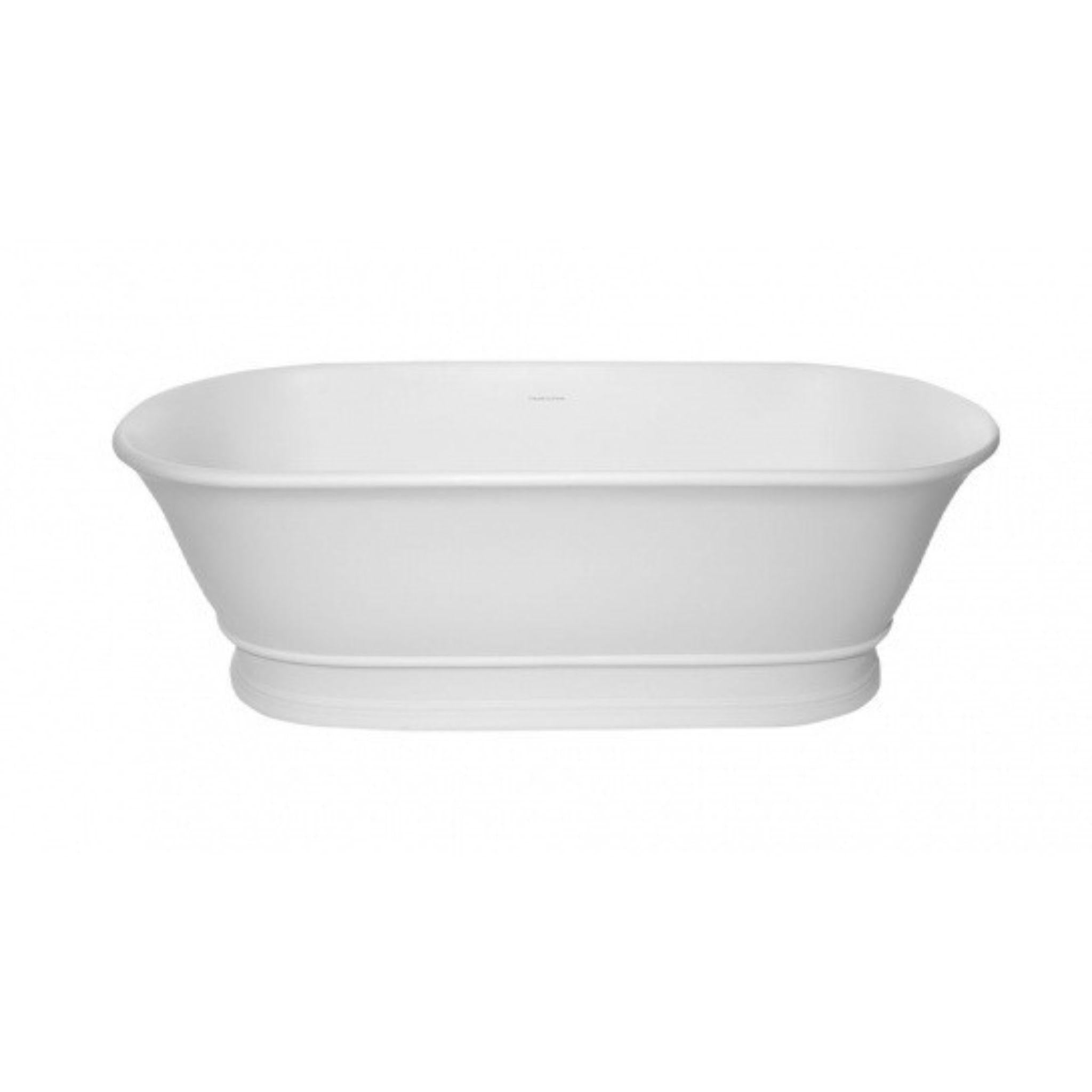 TURNER HASTINGS CAMBRIDGE TITANCAST SOLID SURFACE FREESTANDING BATHTUB SATIN SILK WHITE WITH OVERFLOW (AVAILABLE IN 1555MM & 17400MM)