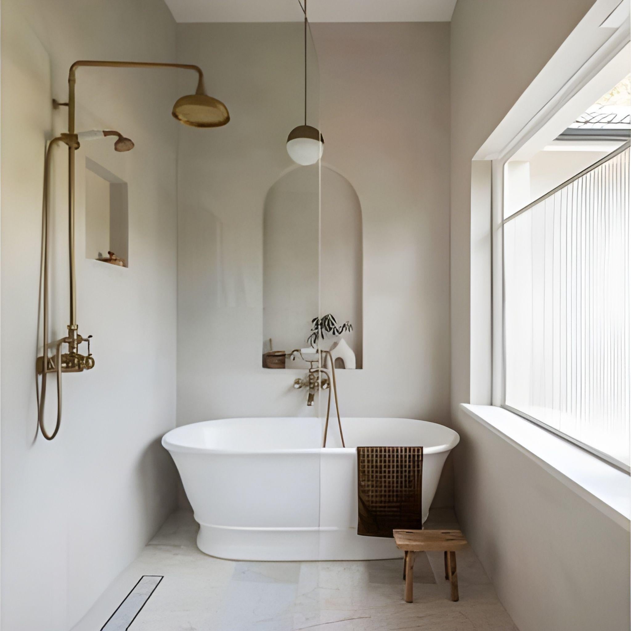 TURNER HASTINGS CAMBRIDGE TITANCAST SOLID SURFACE FREESTANDING BATHTUB SATIN SILK WHITE WITH OVERFLOW (AVAILABLE IN 1555MM & 17400MM)