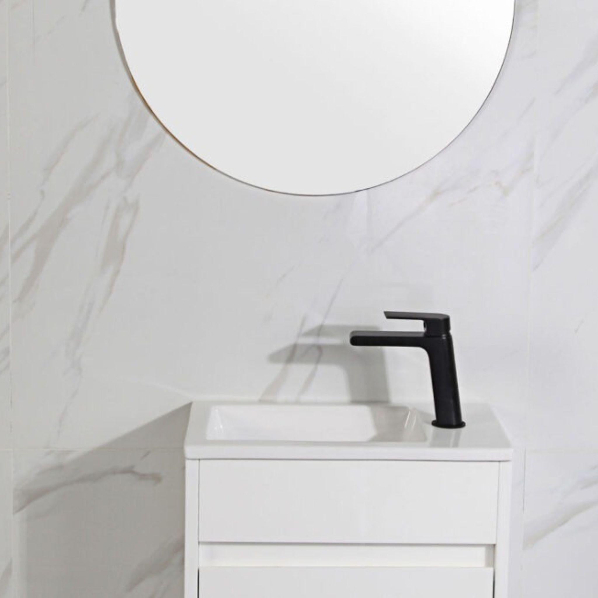 AULIC BRANT WHITE 450MM SPACE SAVING SINGLE BOWL FREE STANDING VANITY