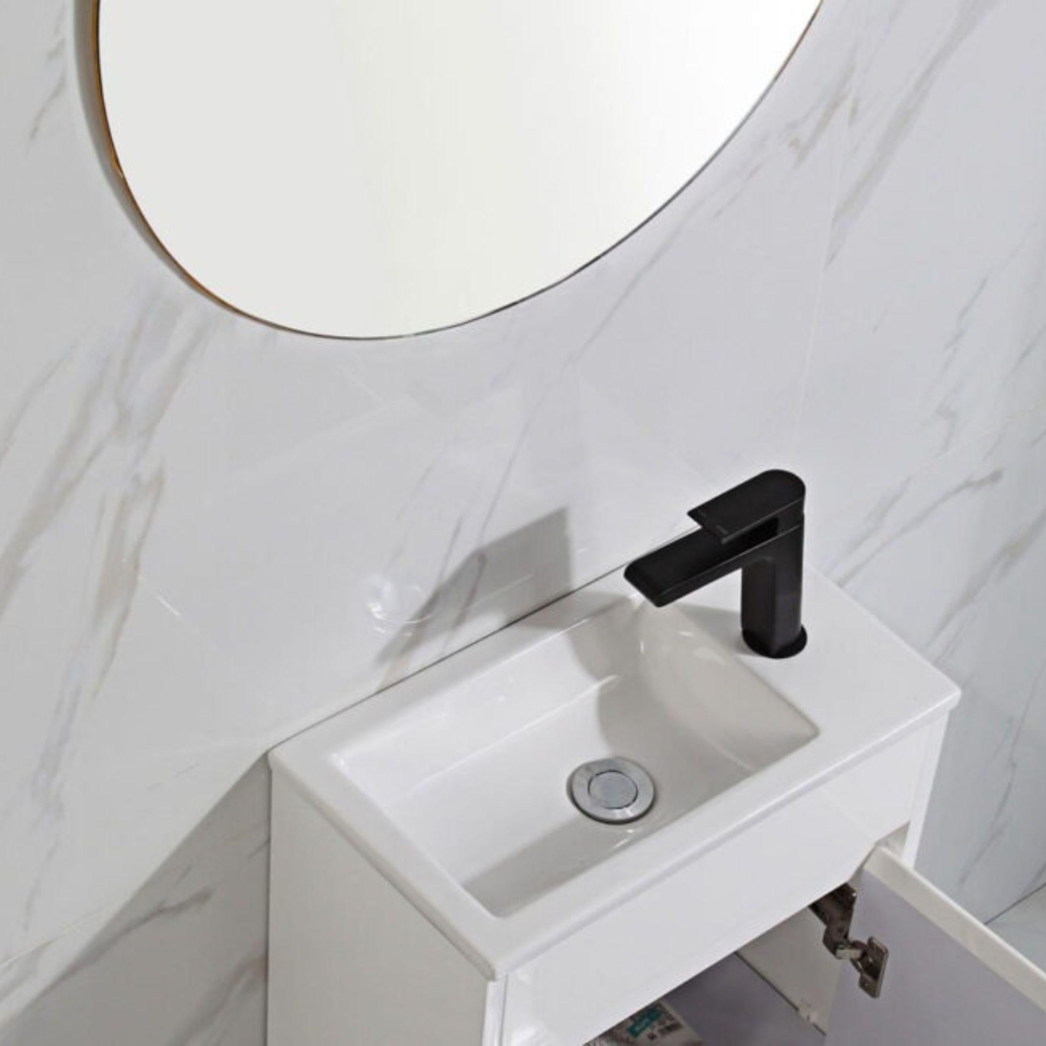 AULIC BRANT WHITE 450MM SPACE SAVING SINGLE BOWL FREE STANDING VANITY