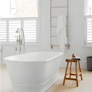 TURNER HASTINGS CAMBRIDGE TITANCAST SOLID SURFACE FREESTANDING BATHTUB GLOSS WHITE WITH OVERFLOW (AVAILABLE IN 1555MM & 17400MM)