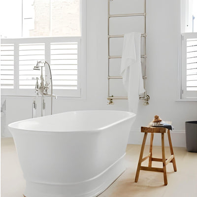 TURNER HASTINGS CAMBRIDGE TITANCAST SOLID SURFACE FREESTANDING BATHTUB GLOSS WHITE WITH OVERFLOW (AVAILABLE IN 1555MM & 17400MM)