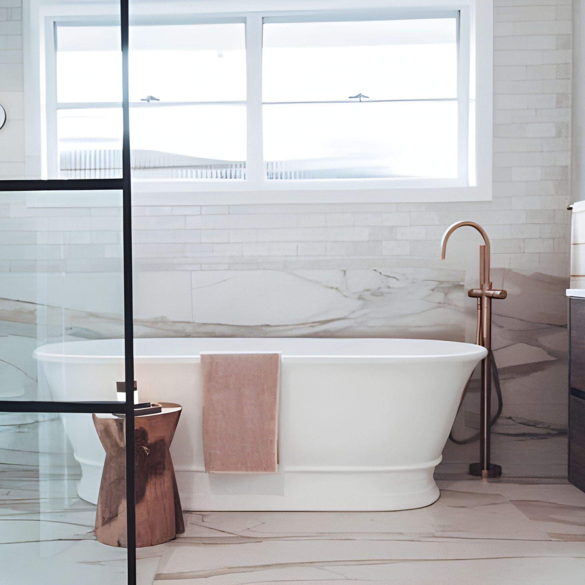 TURNER HASTINGS CAMBRIDGE TITANCAST SOLID SURFACE FREESTANDING BATHTUB SATIN SILK WHITE WITH OVERFLOW (AVAILABLE IN 1555MM & 17400MM)