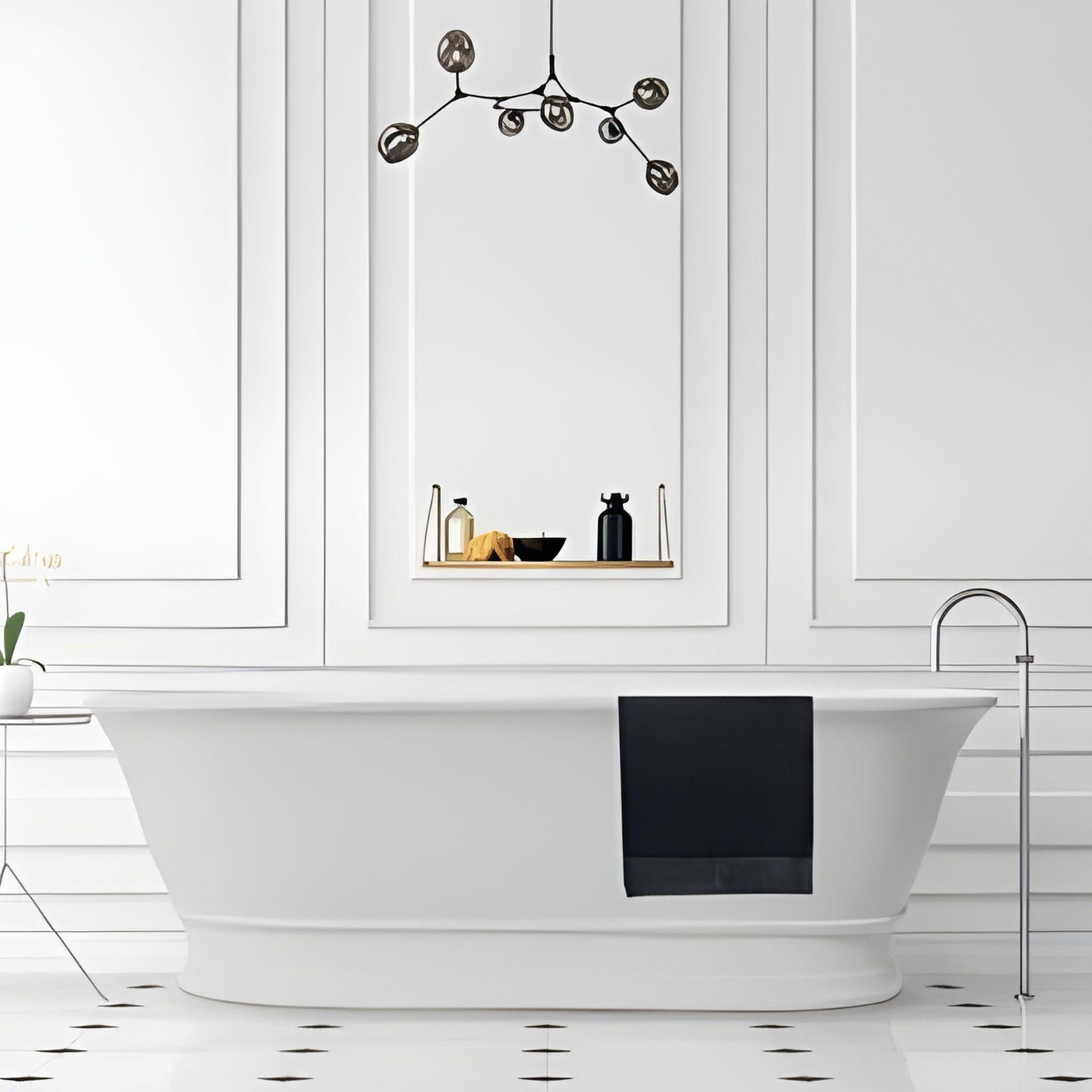 TURNER HASTINGS CAMBRIDGE TITANCAST SOLID SURFACE FREESTANDING BATHTUB SATIN SILK WHITE WITH OVERFLOW (AVAILABLE IN 1555MM & 17400MM)
