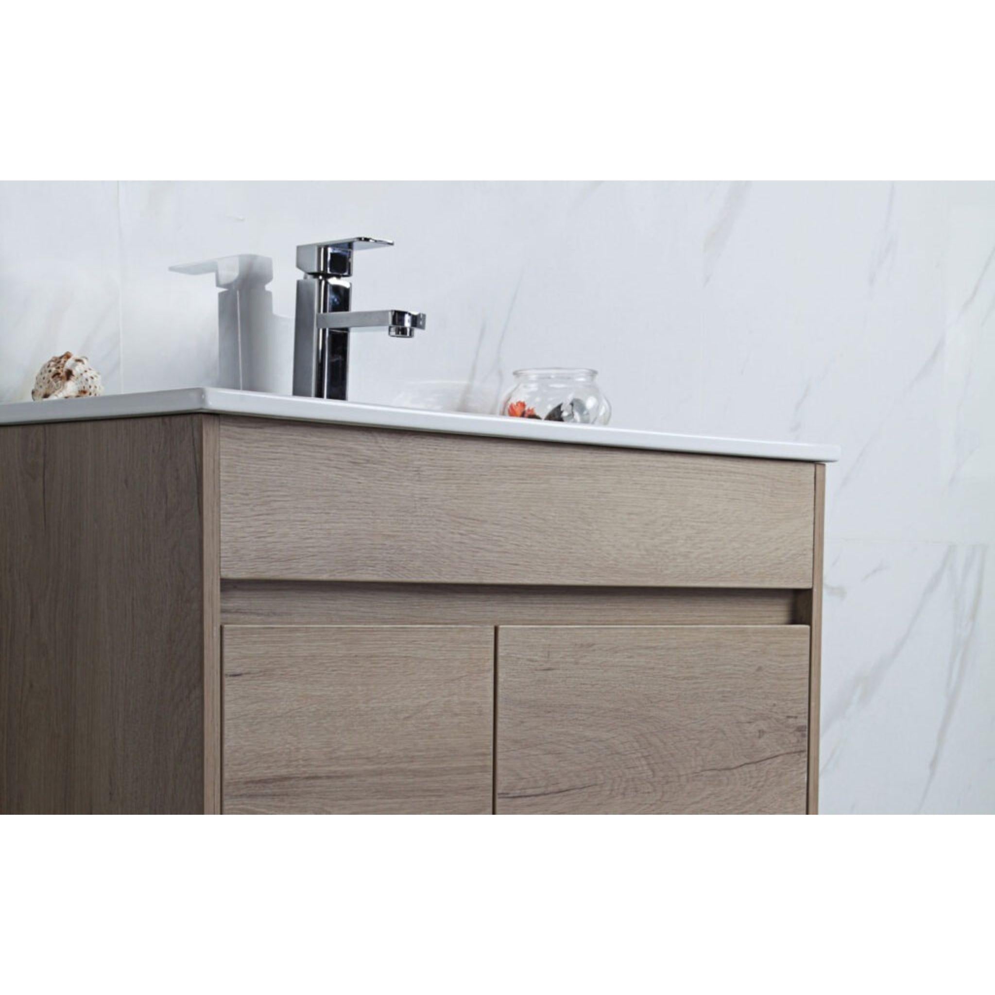 AULIC YORK WHITE OAK 600MM SPACE SAVING SINGLE BOWL FREE STANDING VANITY