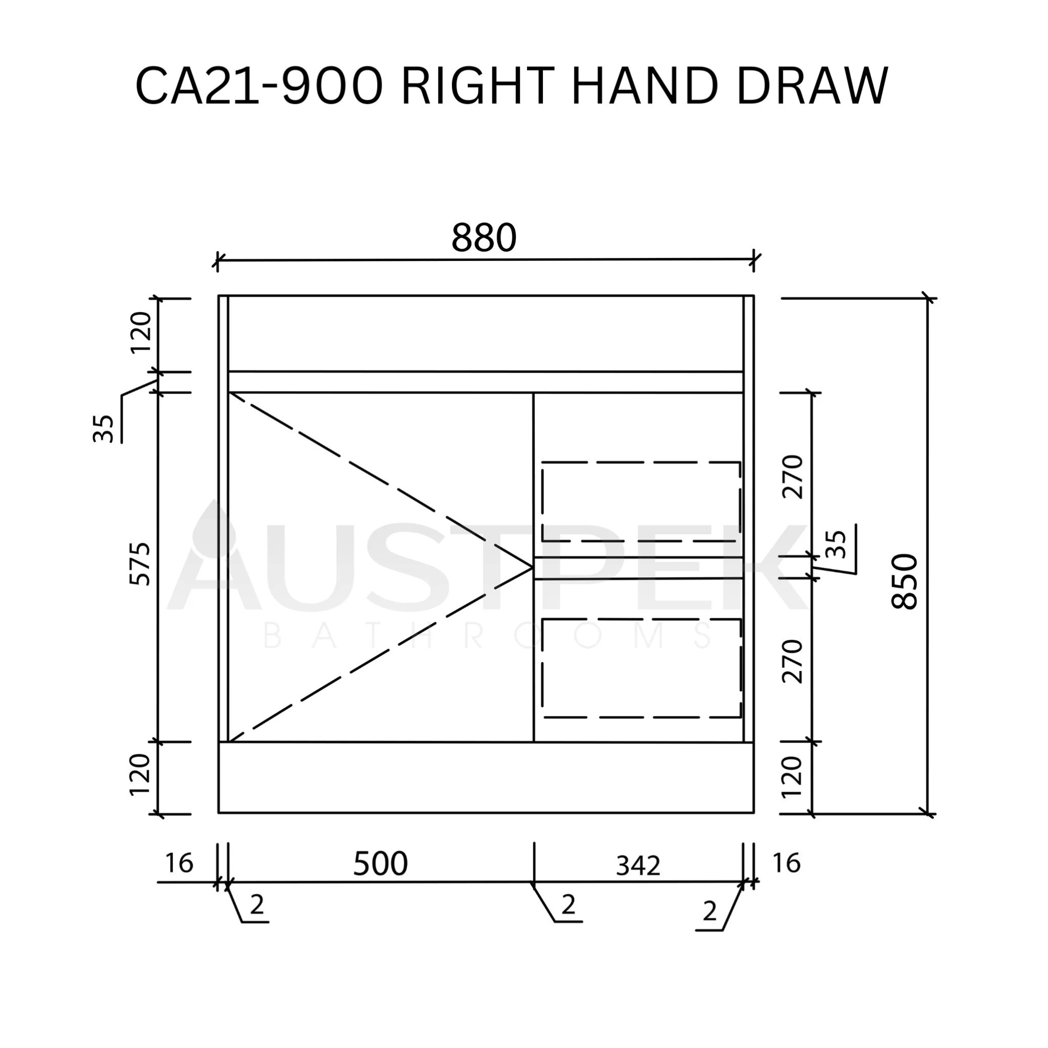 AULIC YORK WHITE OAK 900MM SPACE SAVING SINGLE BOWL FREE STANDING VANITY
