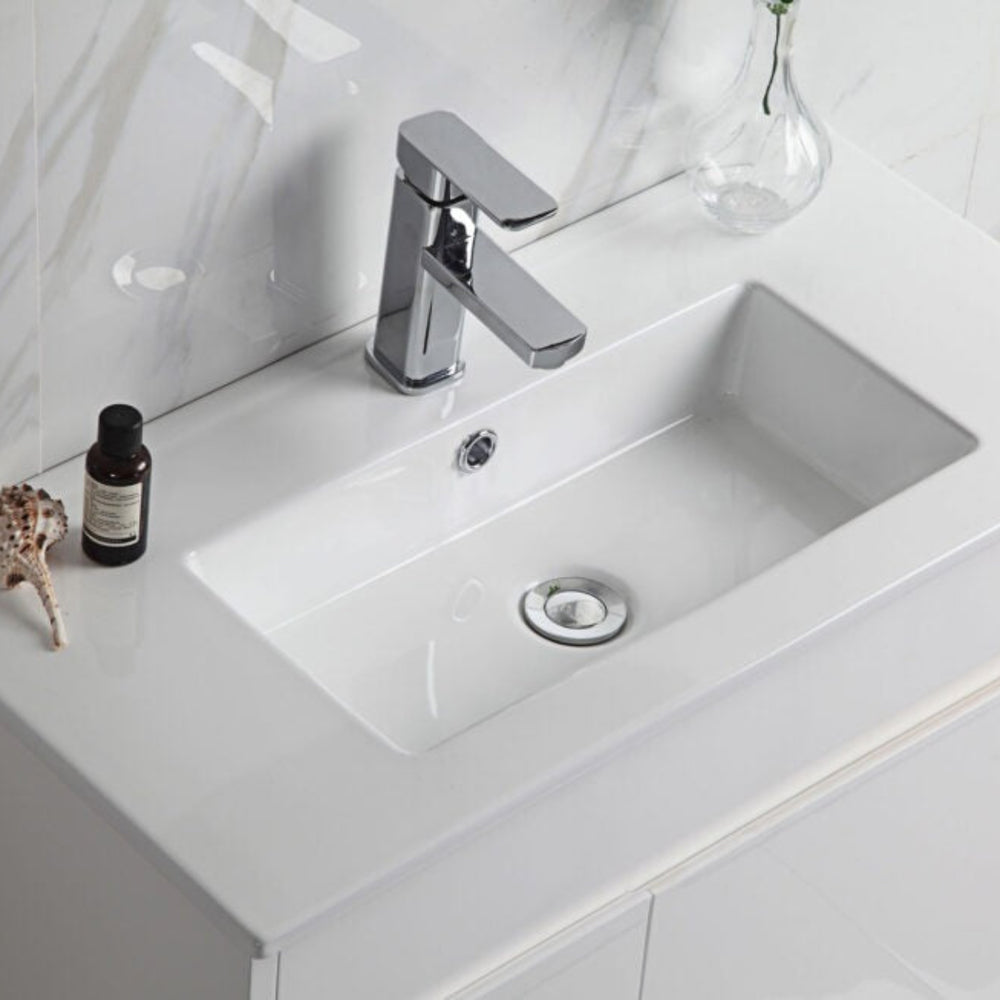 AULIC MAYA WHITE 750MM SPACE SAVING SINGLE BOWL FREE STANDING VANITY