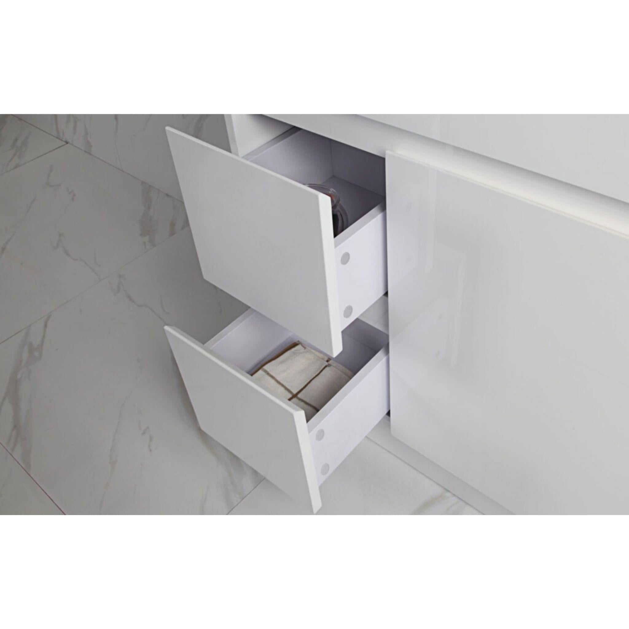 AULIC MAYA WHITE 900MM SPACE SAVING SINGLE BOWL FREESTANDING VANITY