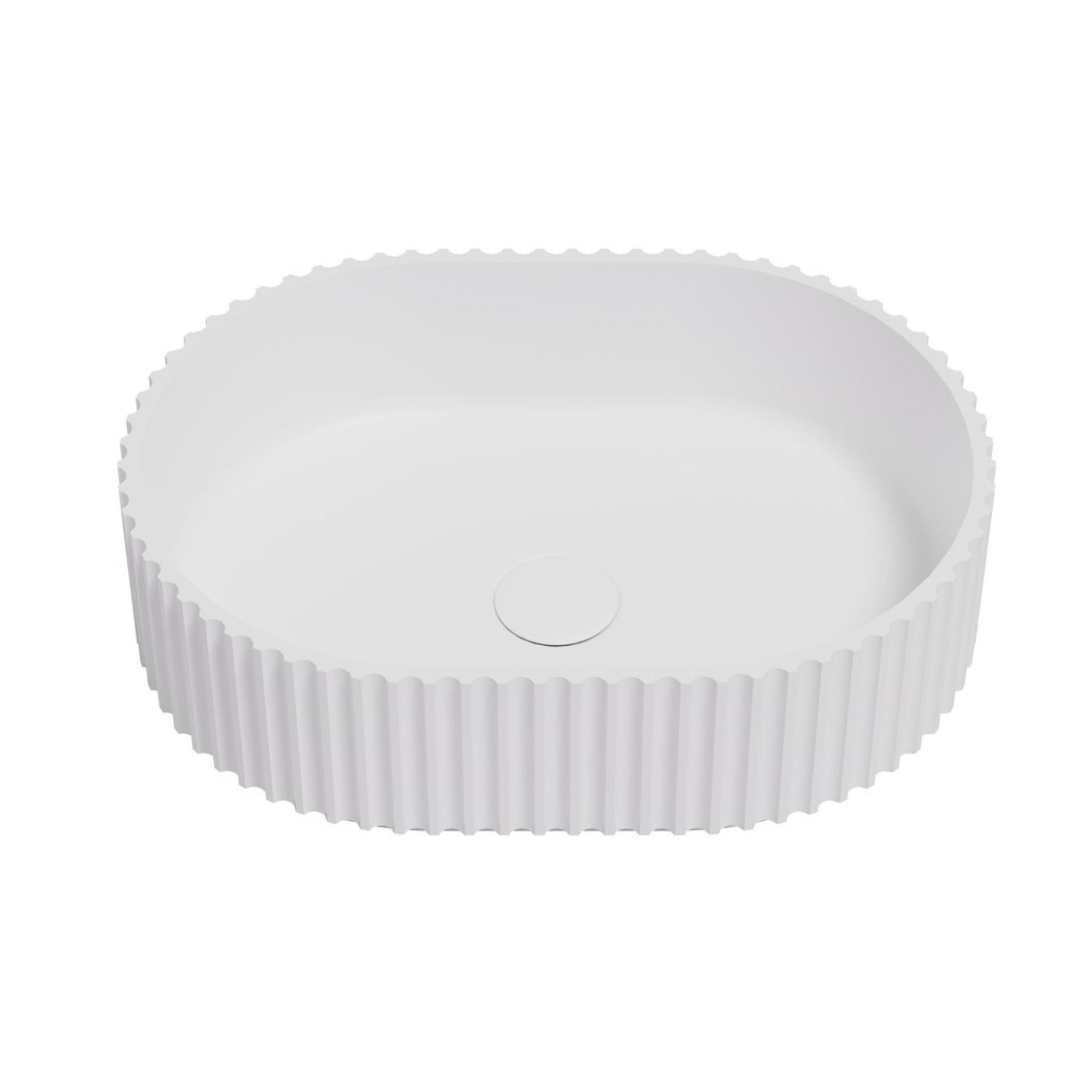 CETO ALLY FLUTED OVAL SHAPE ABOVE COUNTER BASIN MATTE WHITE 480MM