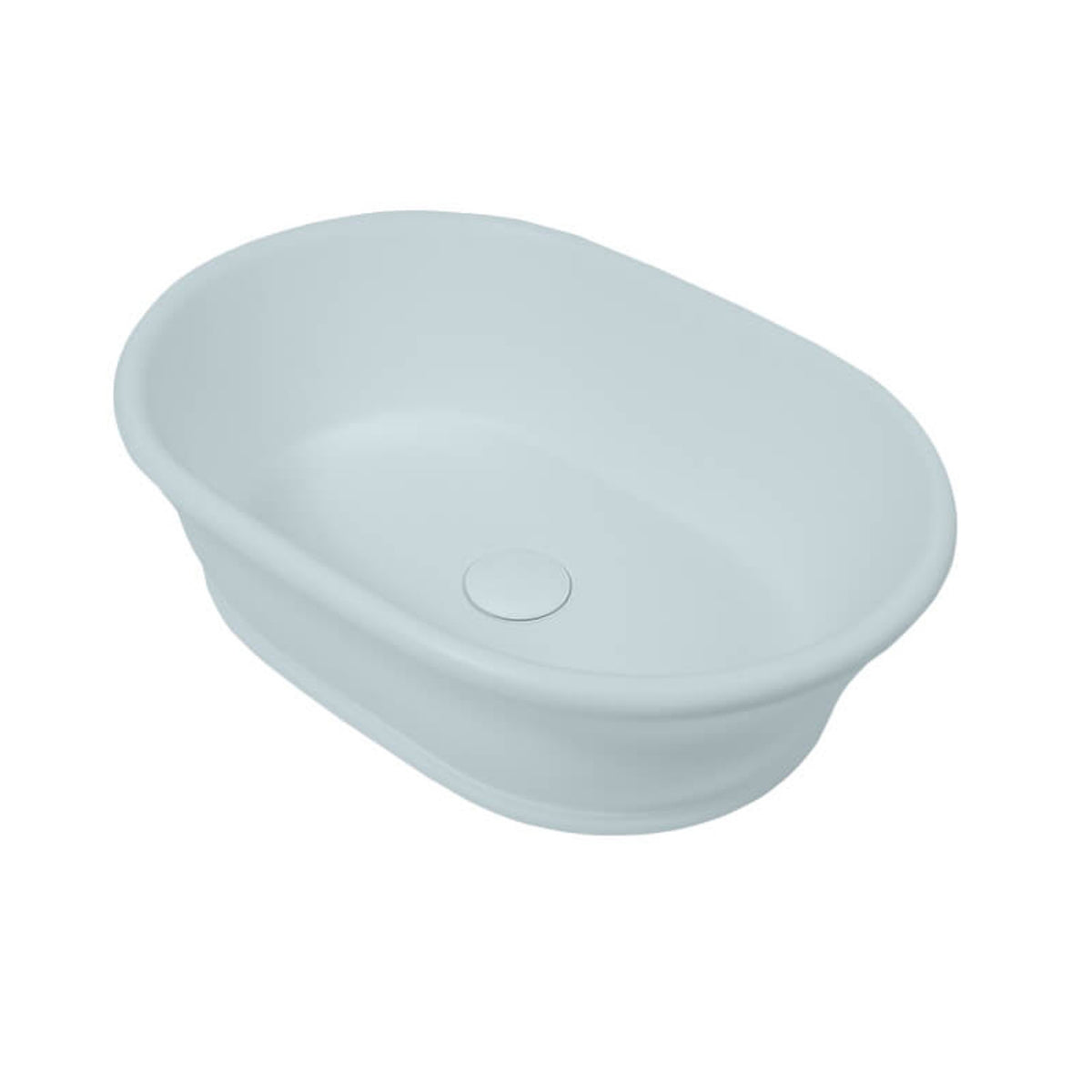 TURNER HASTINGS CAMBRIDGE OVAL TITANCAST SOLID SURFACE HANDCRAFTED ABOVE COUNTER BASIN ALICE BLUE 535MM