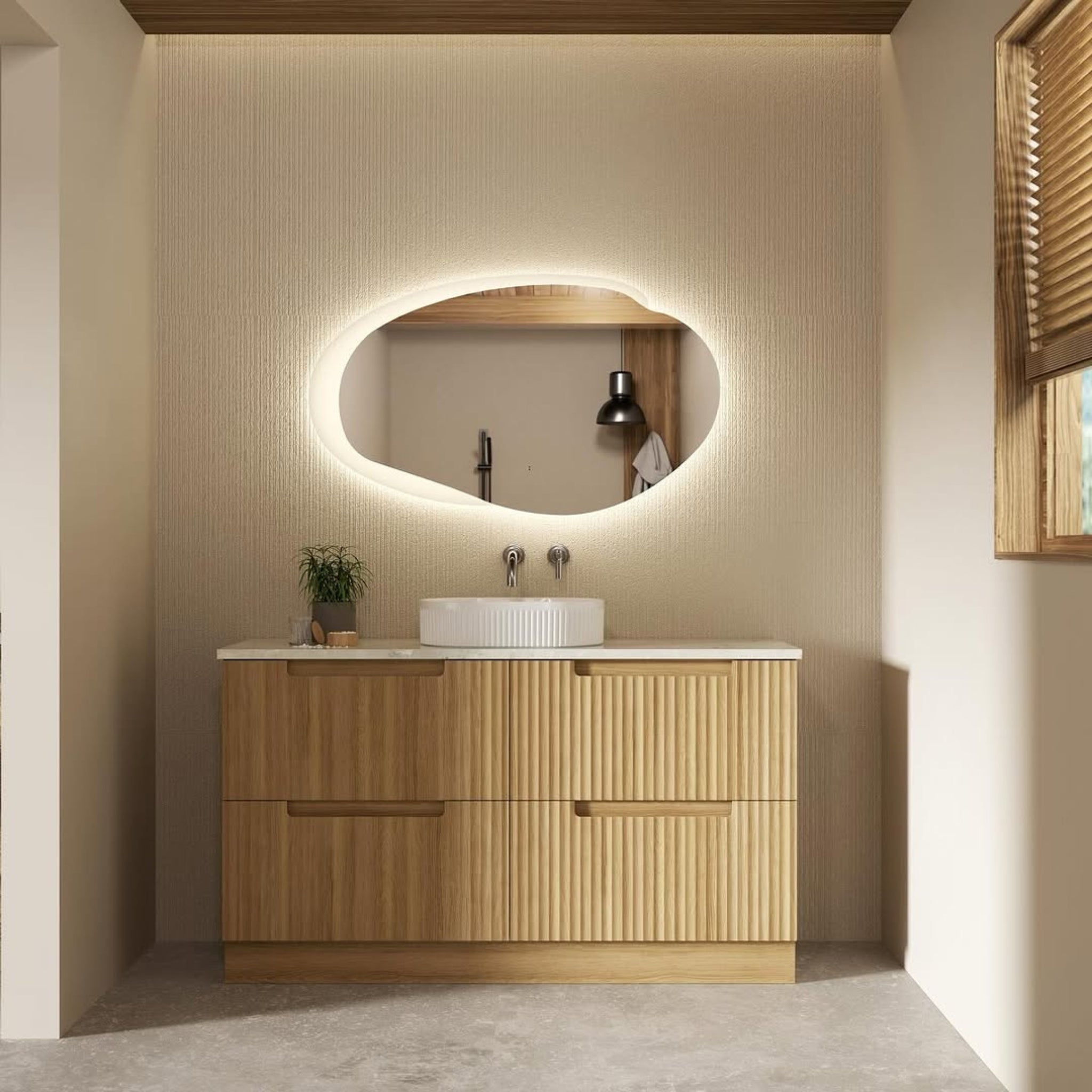 AULIC LOVINA HARVEST OAK 1500MM SINGLE BOWL FREESTANDING VANITY