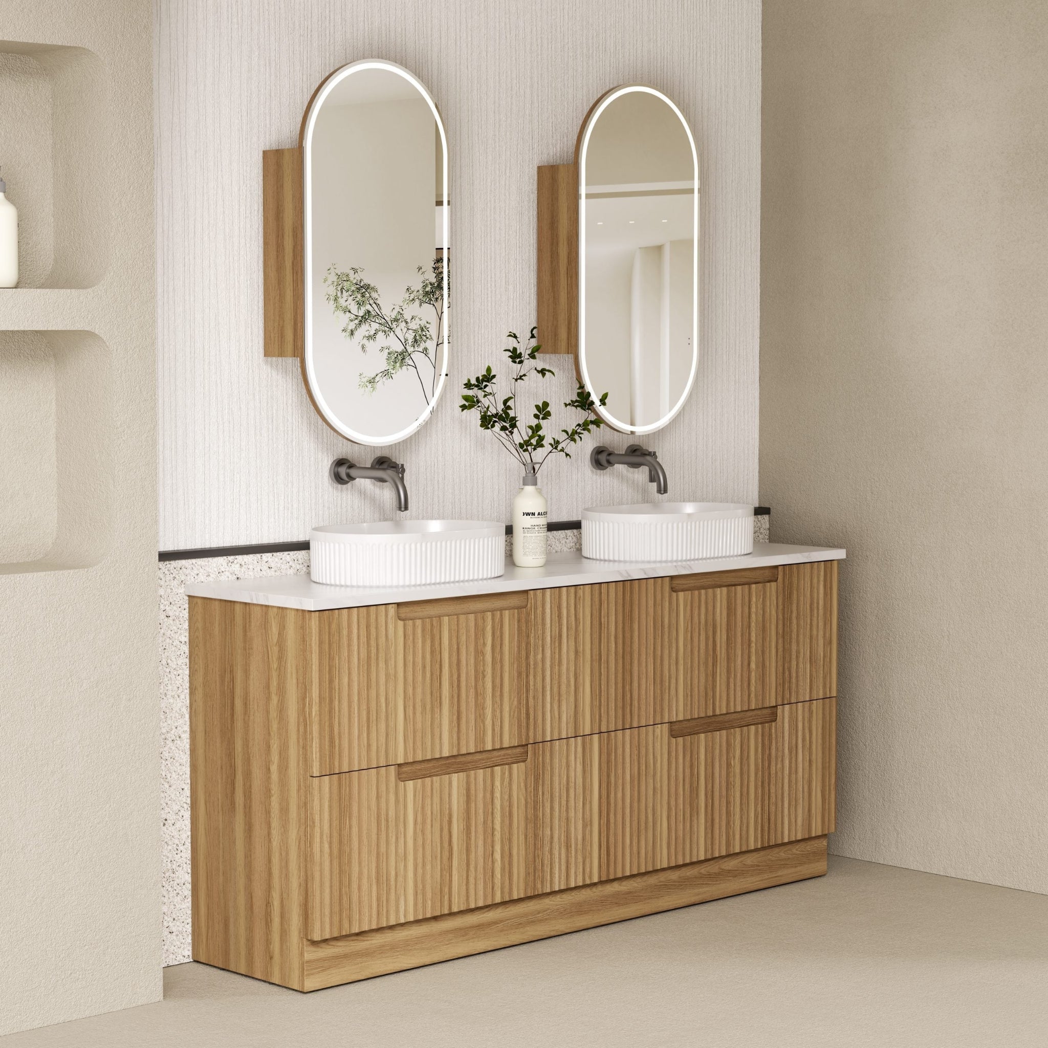 AULIC LOVINA HARVEST OAK 1500MM DOUBLE BOWL FREESTANDING VANITY