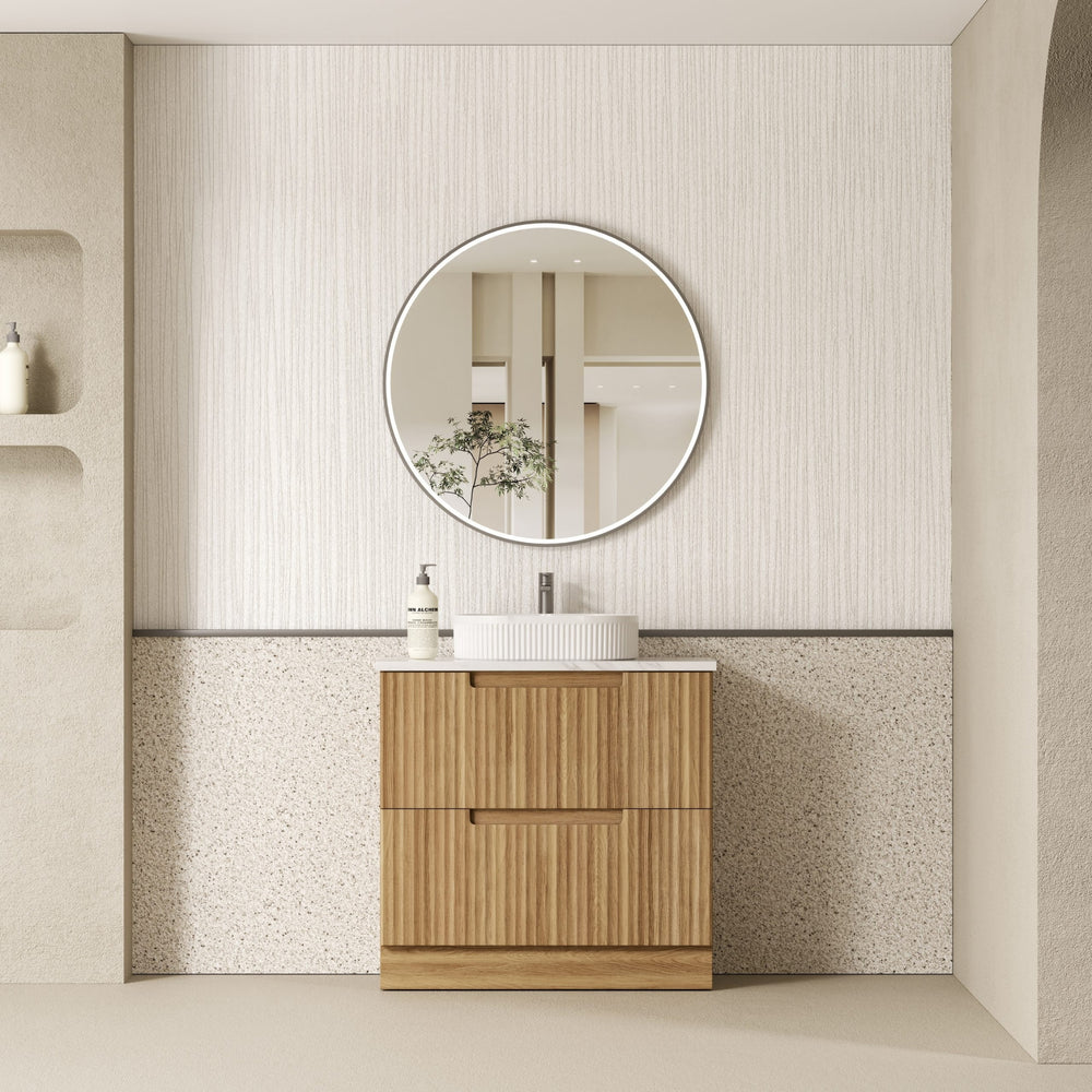 AULIC LOVINA HARVEST OAK 900MM SINGLE BOWL FREESTANDING VANITY
