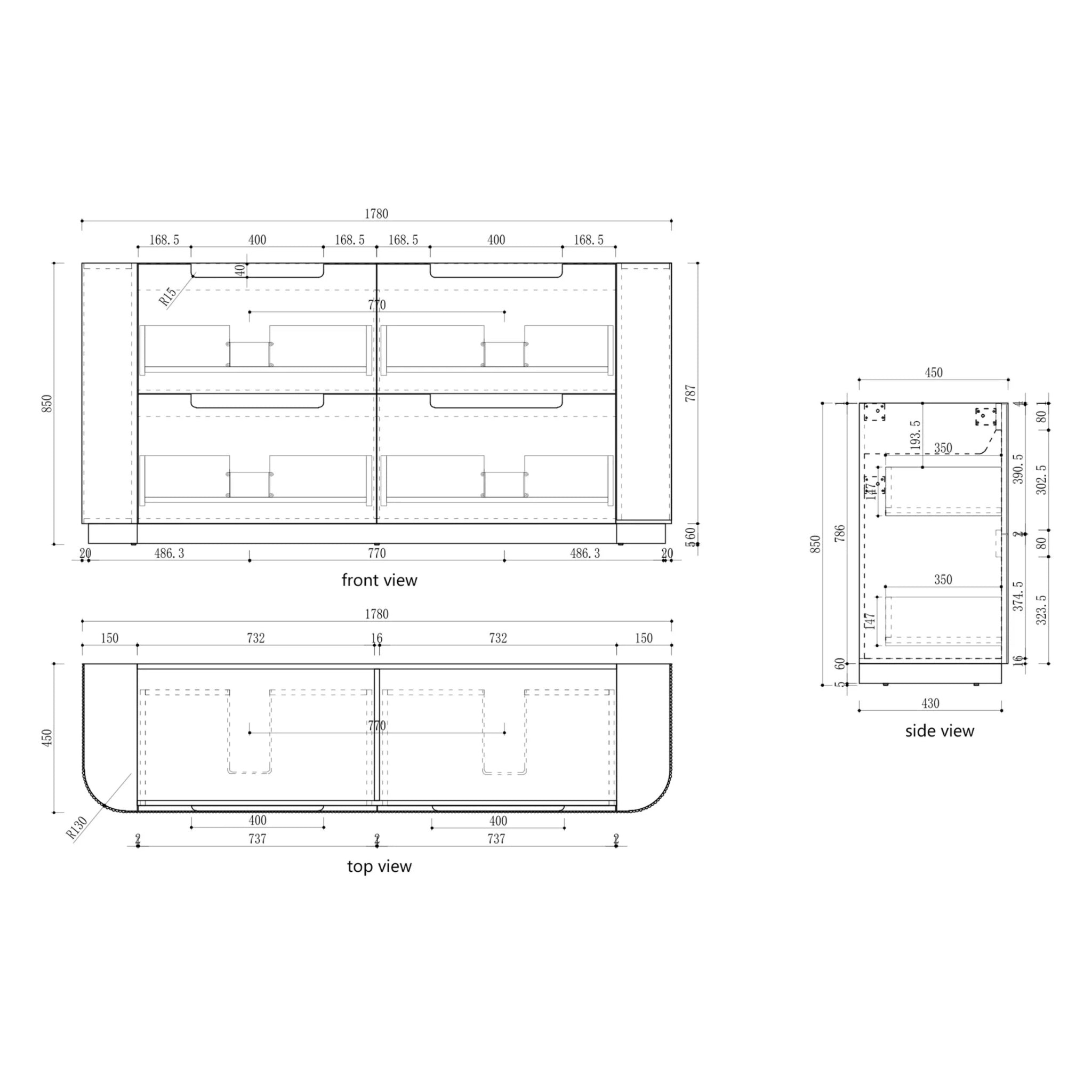 AULIC CURVA CURVED MATTE WHITE 1800MM DOUBLE BOWL FLOOR STANDING VANITY