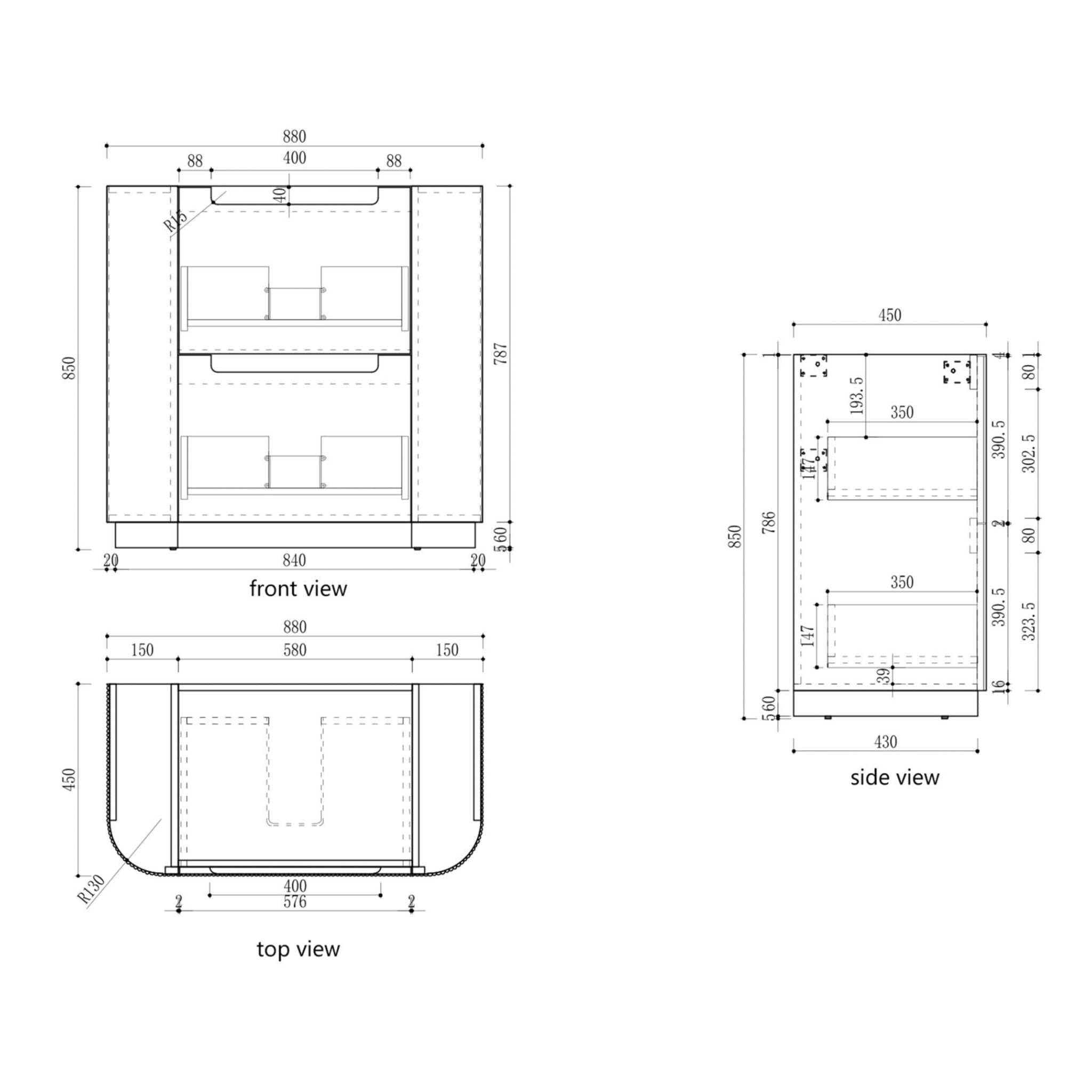 AULIC VARCELLI CURVED HARVEST OAK 900MM SINGLE BOWL FLOOR STANDING VANITY