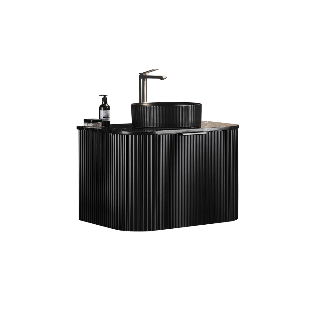 CETO AVALON MATTE BLACK 750MM SINGLE BOWL WALL HUNG VANITY