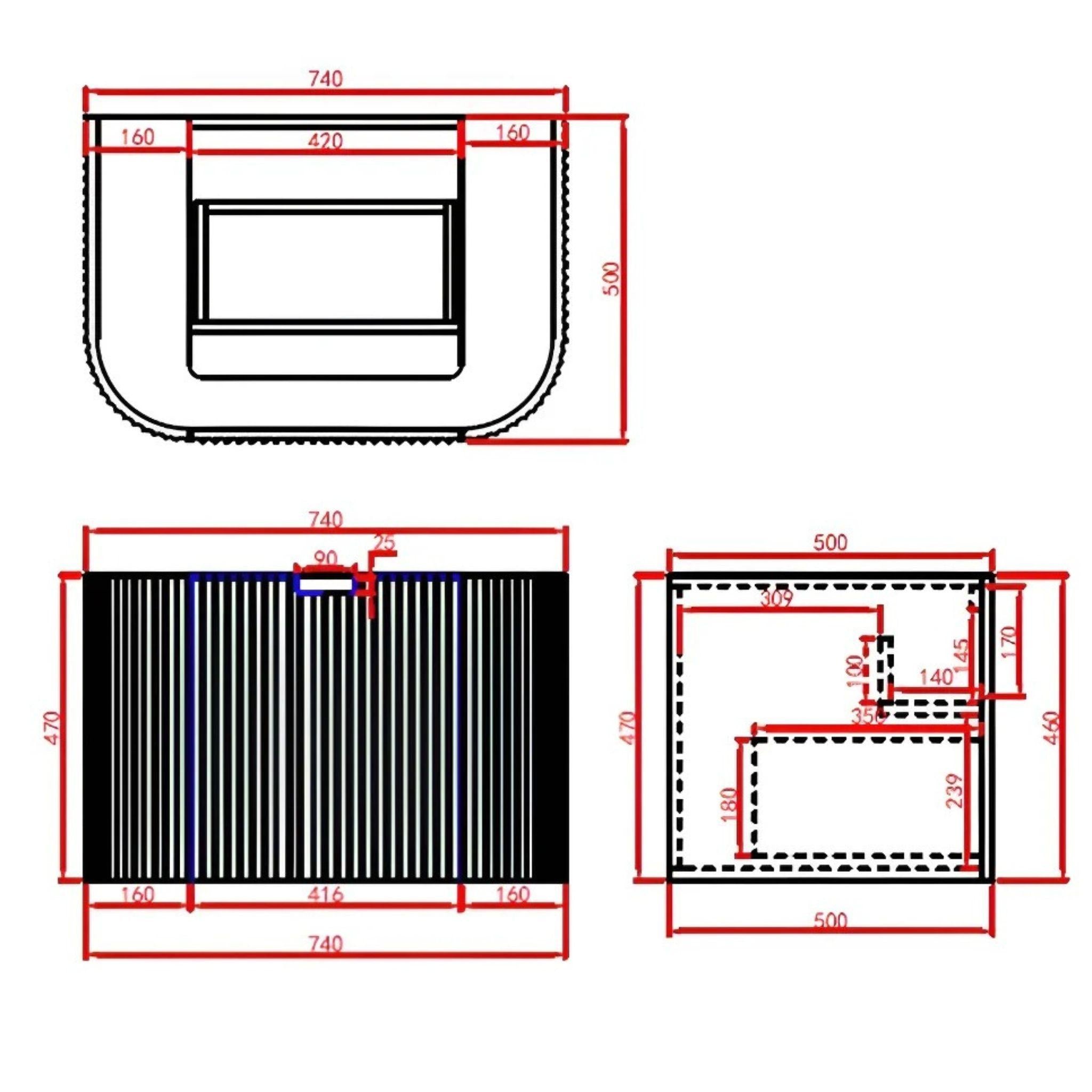 CETO AVALON MATTE BLACK 750MM SINGLE BOWL WALL HUNG VANITY