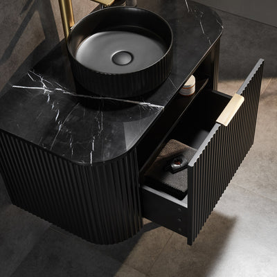 CETO AVALON MATTE BLACK 900MM SINGLE BOWL WALL HUNG VANITY