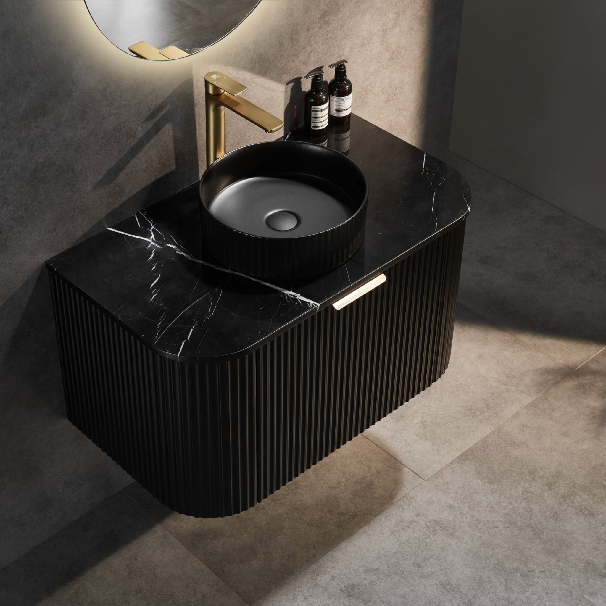 CETO AVALON MATTE BLACK 900MM SINGLE BOWL WALL HUNG VANITY