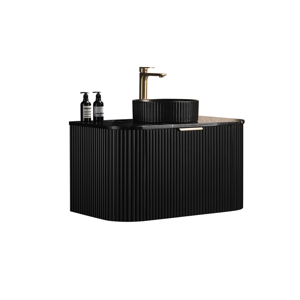 CETO AVALON MATTE BLACK 900MM SINGLE BOWL WALL HUNG VANITY