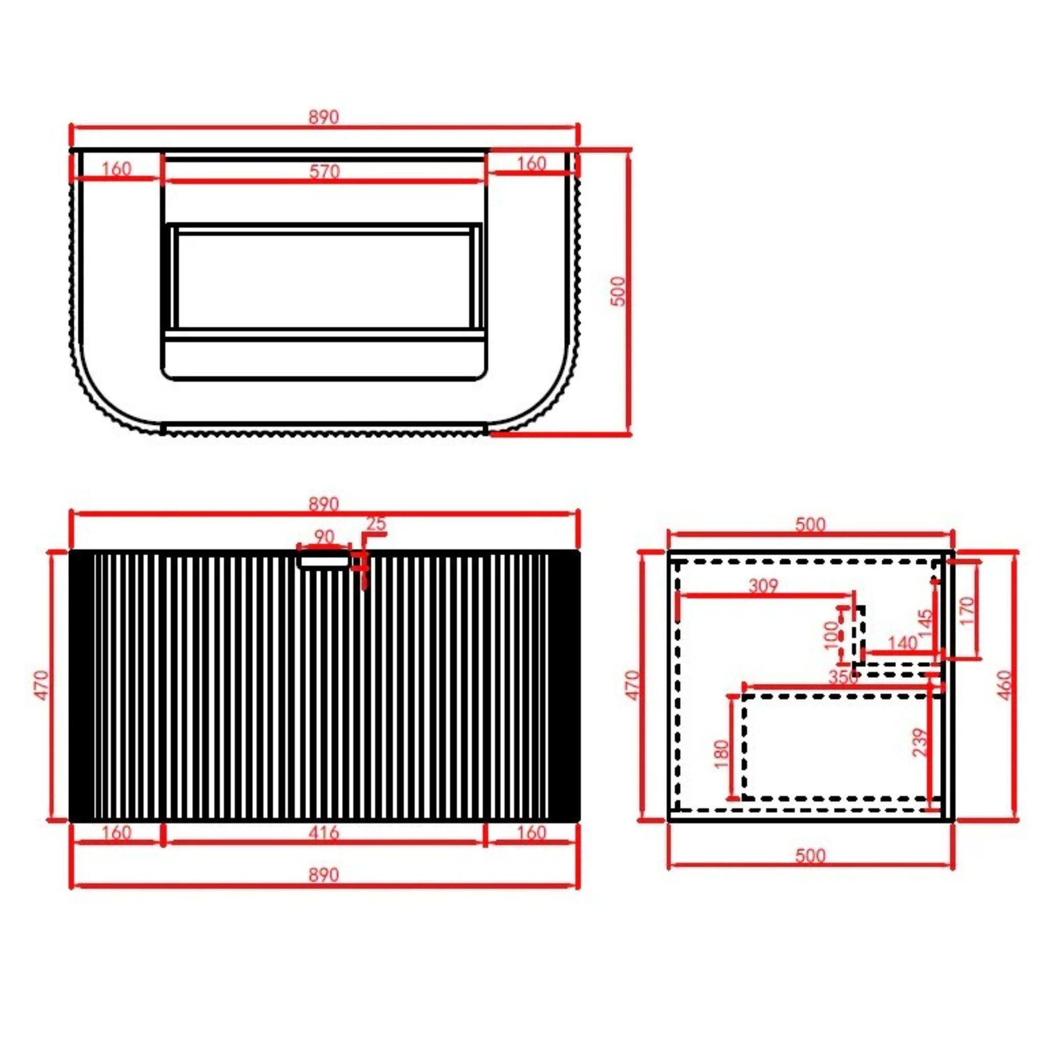CETO AVALON MATTE BLACK 900MM SINGLE BOWL WALL HUNG VANITY