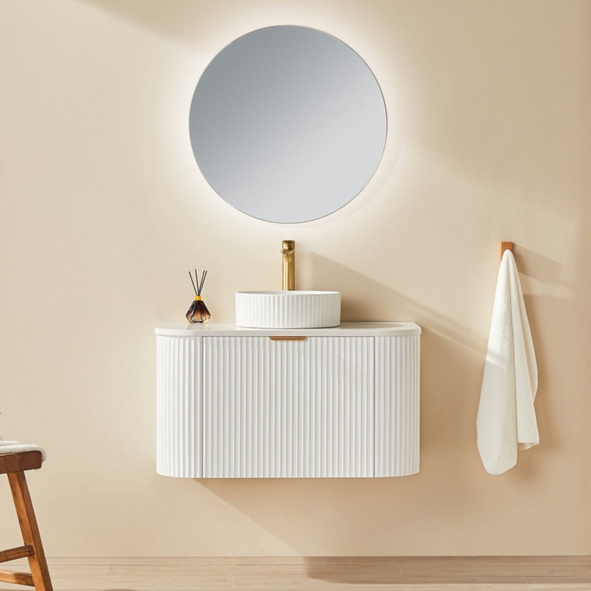 CETO AVALON MATTE WHITE 900MM SINGLE BOWL WALL HUNG VANITY