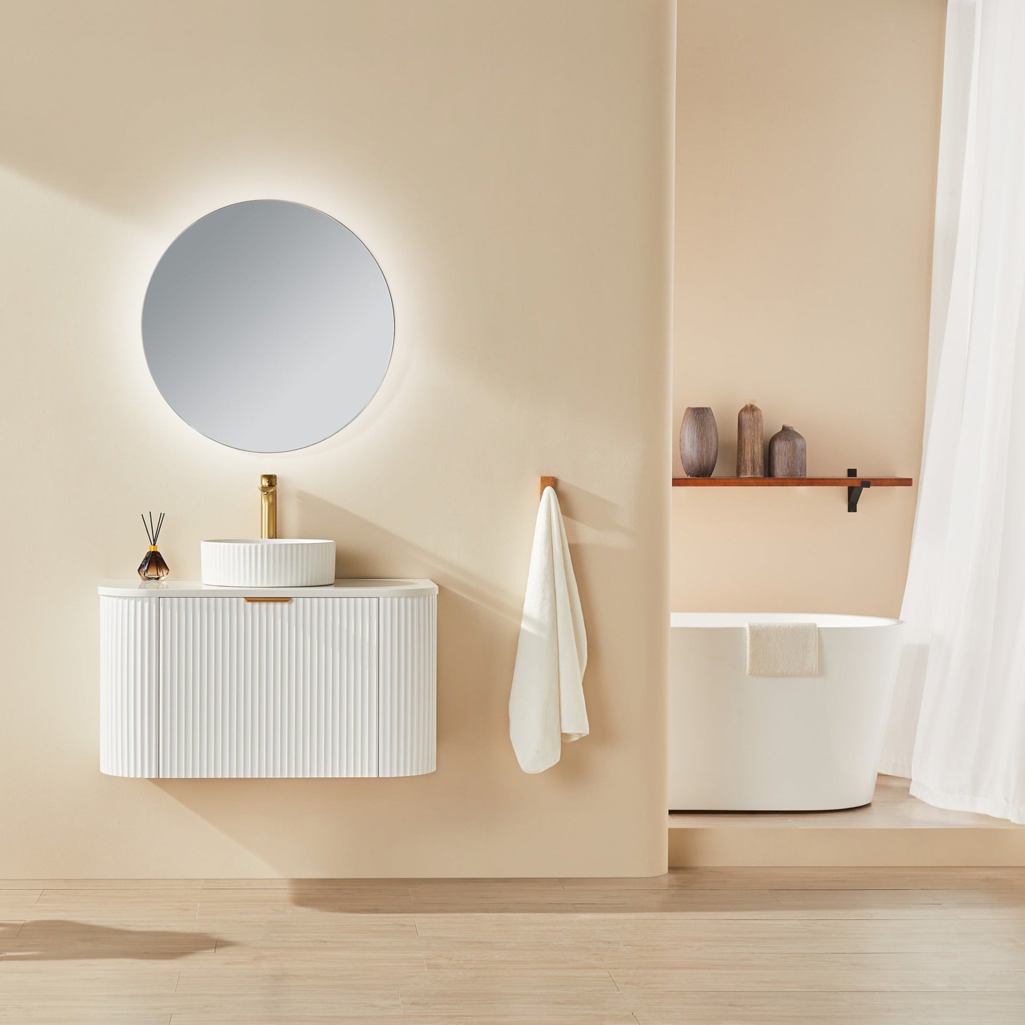 CETO AVALON MATTE WHITE 900MM SINGLE BOWL WALL HUNG VANITY