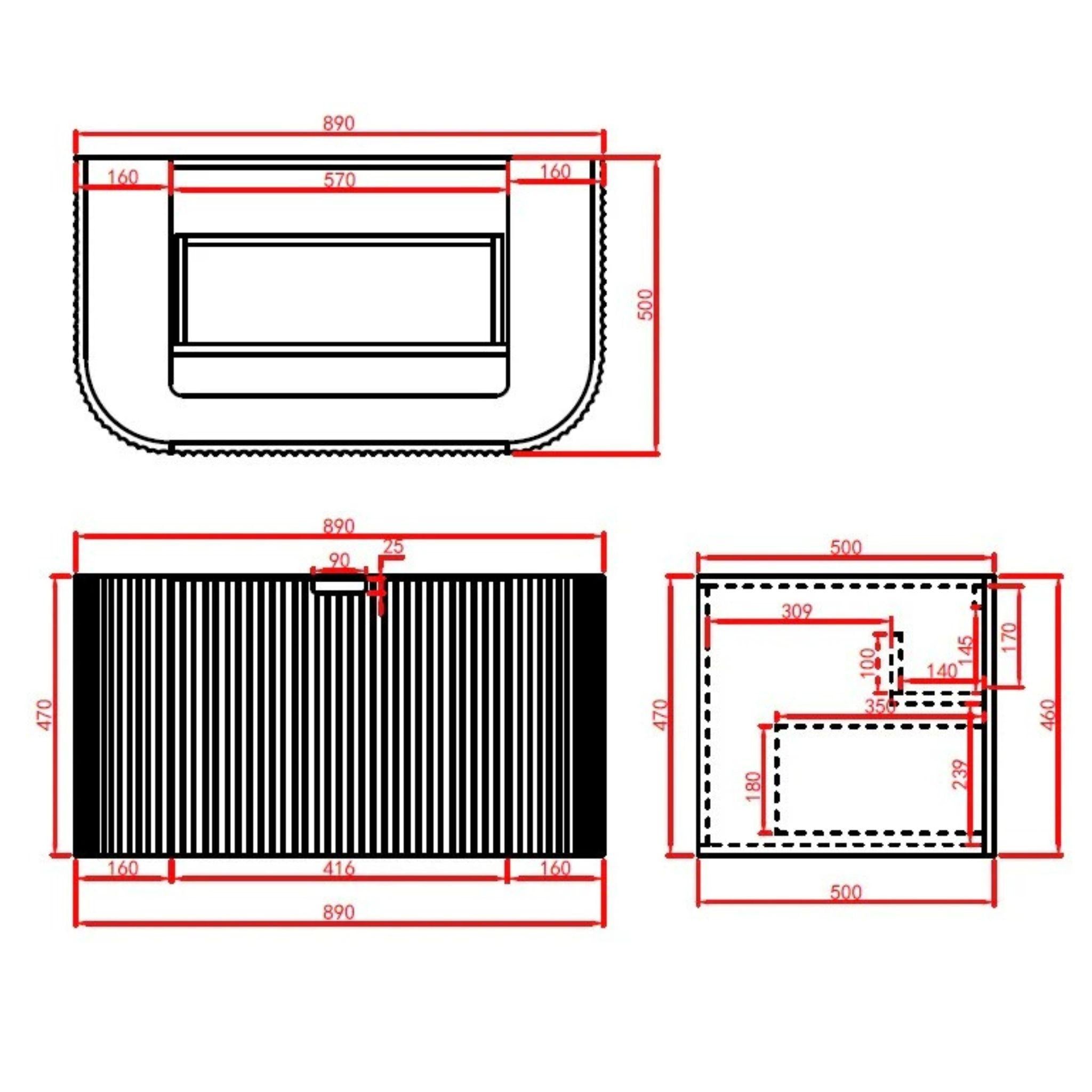 CETO AVALON MATTE WHITE 900MM SINGLE BOWL WALL HUNG VANITY