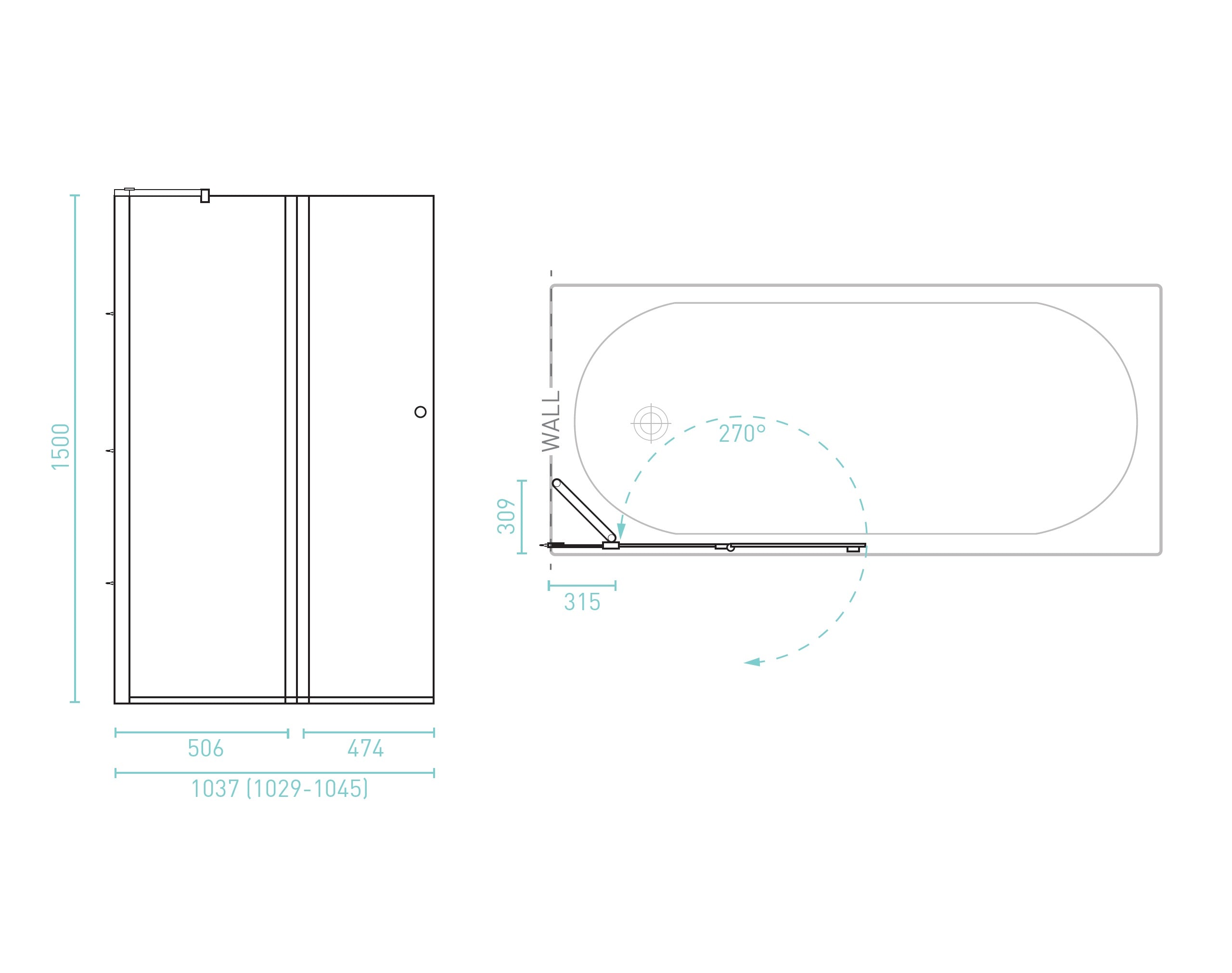 DECINA CASCADE FRAMELESS FIXED/ SWING PIVOT PANEL BATH SHOWER SCREEN CHROME