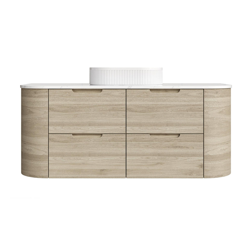 VITO CALVO CLASSIC OAK 1500MM CURVED SINGLE BOWL WALL HUNG VANITY