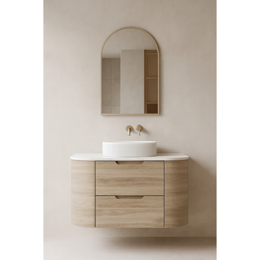 VITO CALVO CLASSIC OAK 750MM CURVED SINGLE BOWL WALL HUNG VANITY