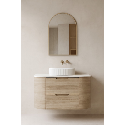 VITO CALVO CLASSIC OAK 750MM CURVED SINGLE BOWL WALL HUNG VANITY