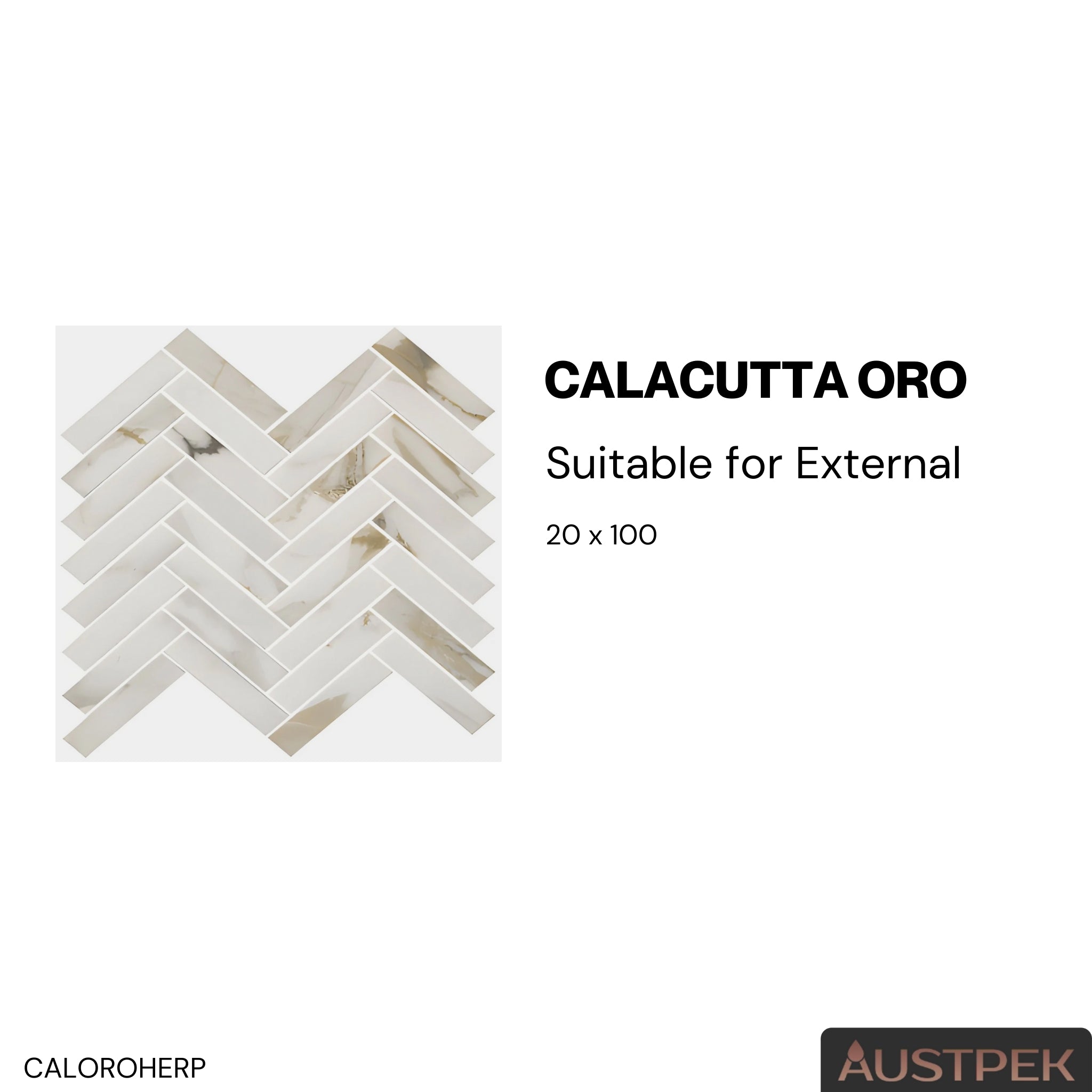 ELITE IMPORTERS CALACUTTA ORO POLISHED 287X281MM HERRINGBONE MOSAIC TILE (PER BOX)