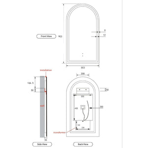 AULIC CANTERBURY LED MIRROR BRUSHED BRONZE 3 COLOUR LIGHTS 500X900MM