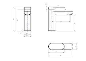 Linsol Capo Basin Mixer technical drawing