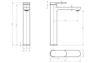 Linsol Capo Tall Basin Mixer technical drawing