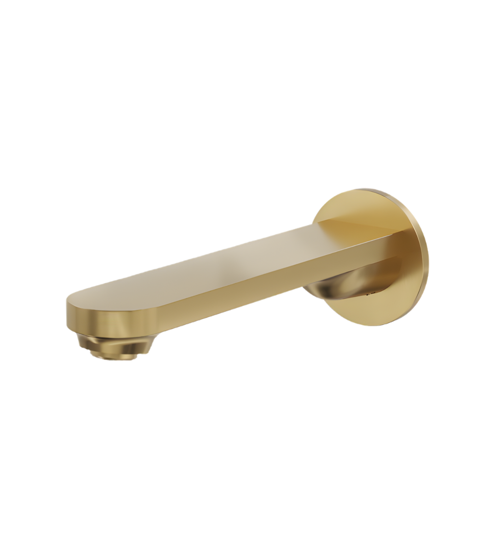 LINSOL CAPO WALL MOUNT BASIN OR BATH SPOUT 200MM BRUSHED BRASS