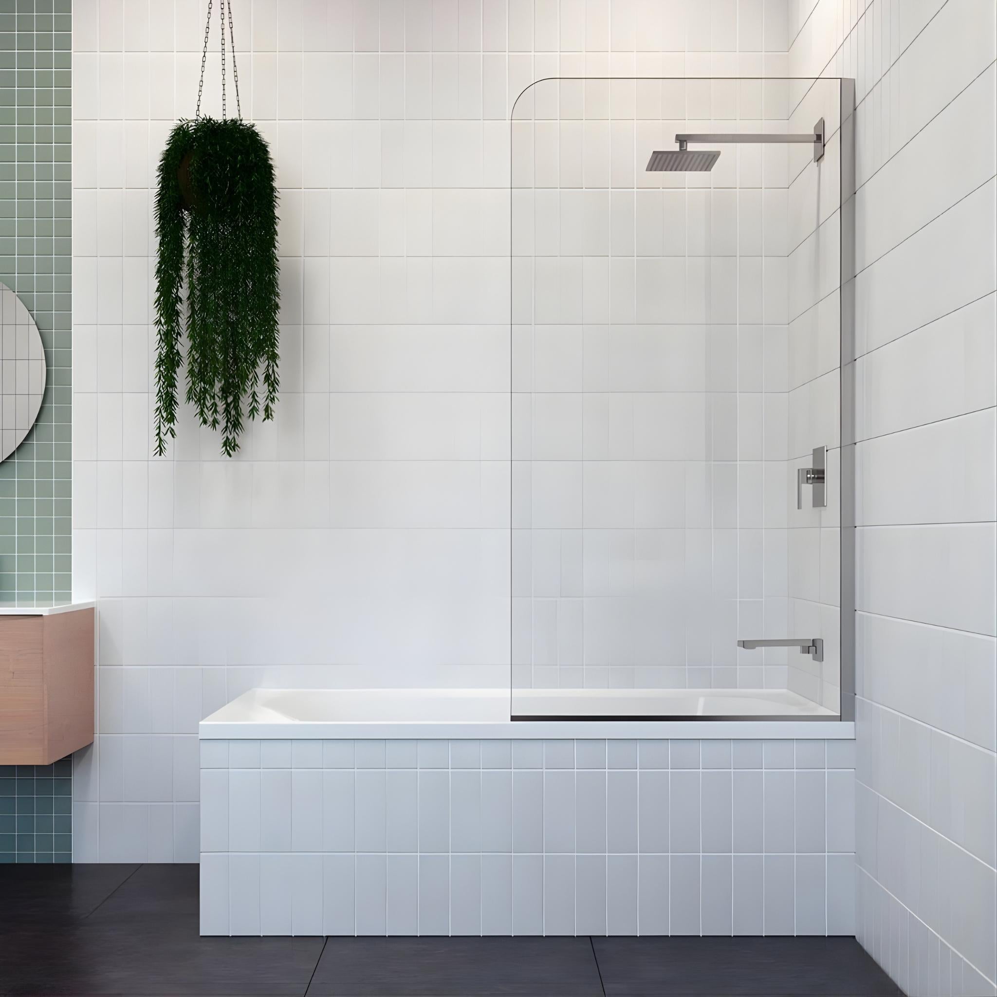 DECINA CASCADE FRAMELESS PIVOT PANEL BATH SHOWER SCREEN CHROME