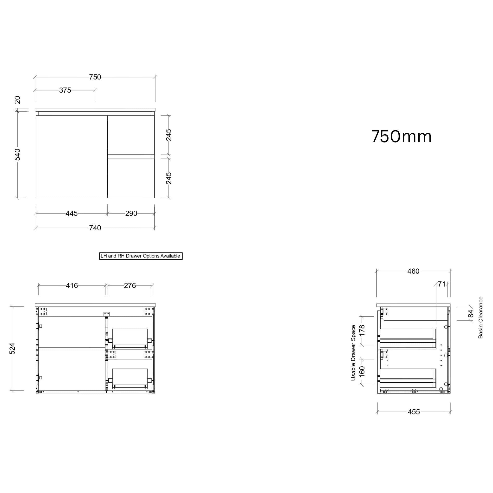 TIMBERLINE CARLO CUSTOM WALL HUNG VANITY (ALL SIZING)