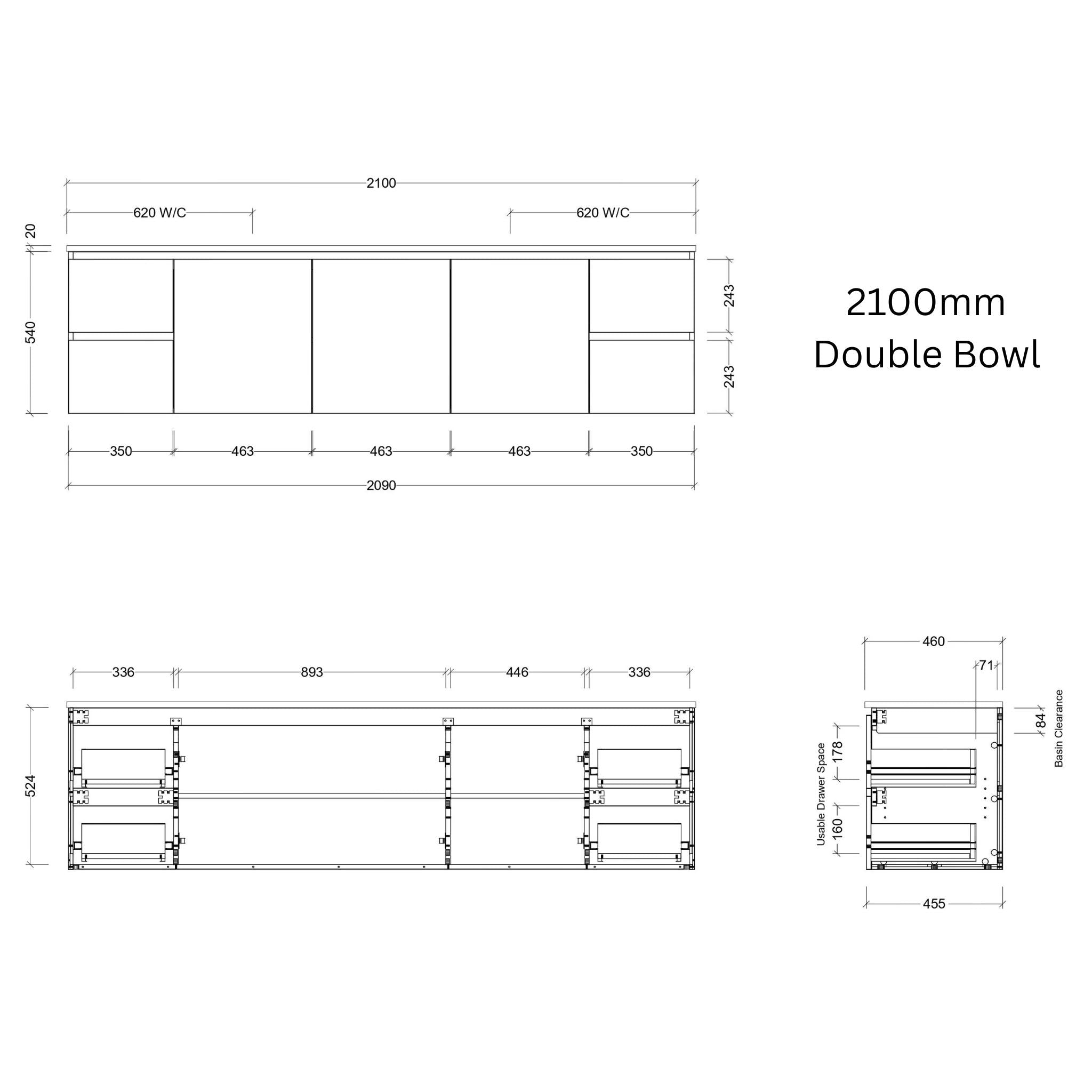 TIMBERLINE CARLO CUSTOM WALL HUNG VANITY (ALL SIZING)