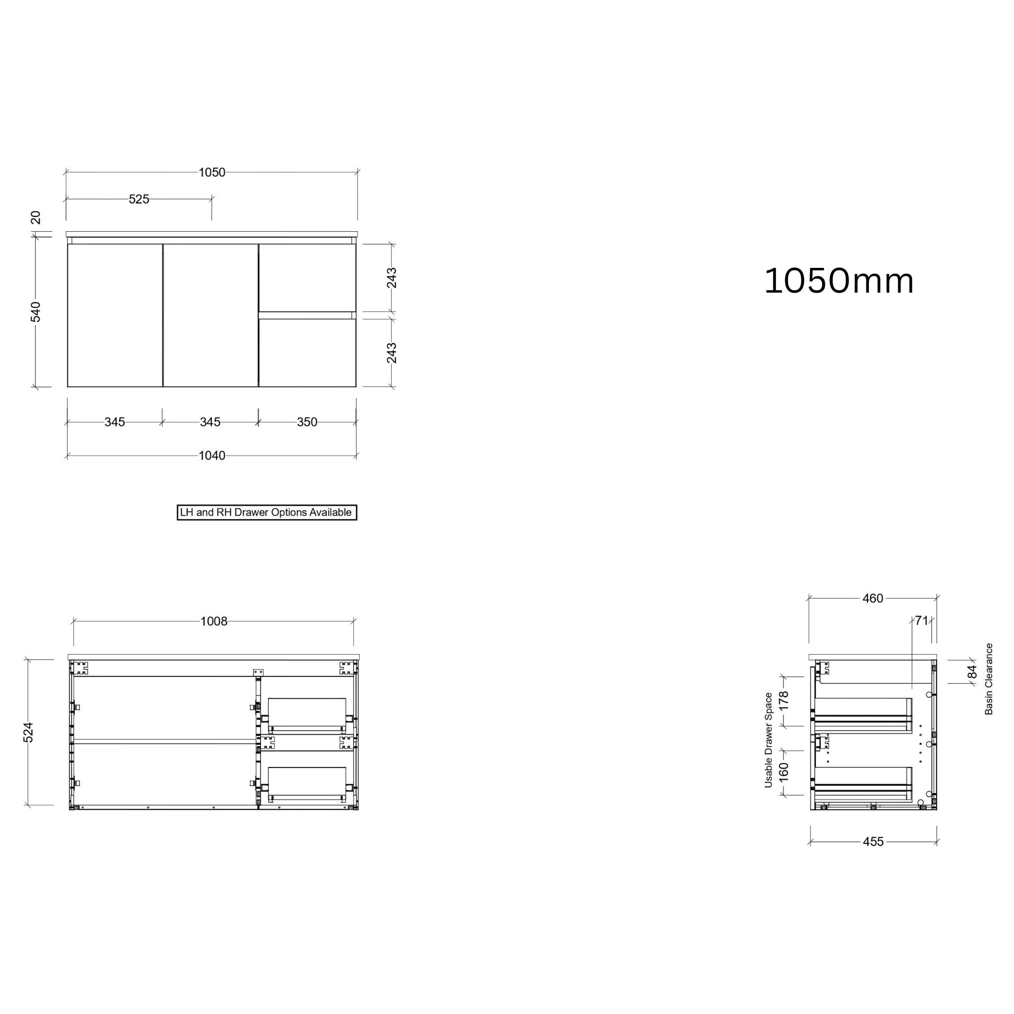 TIMBERLINE CARLO CUSTOM WALL HUNG VANITY (ALL SIZING)