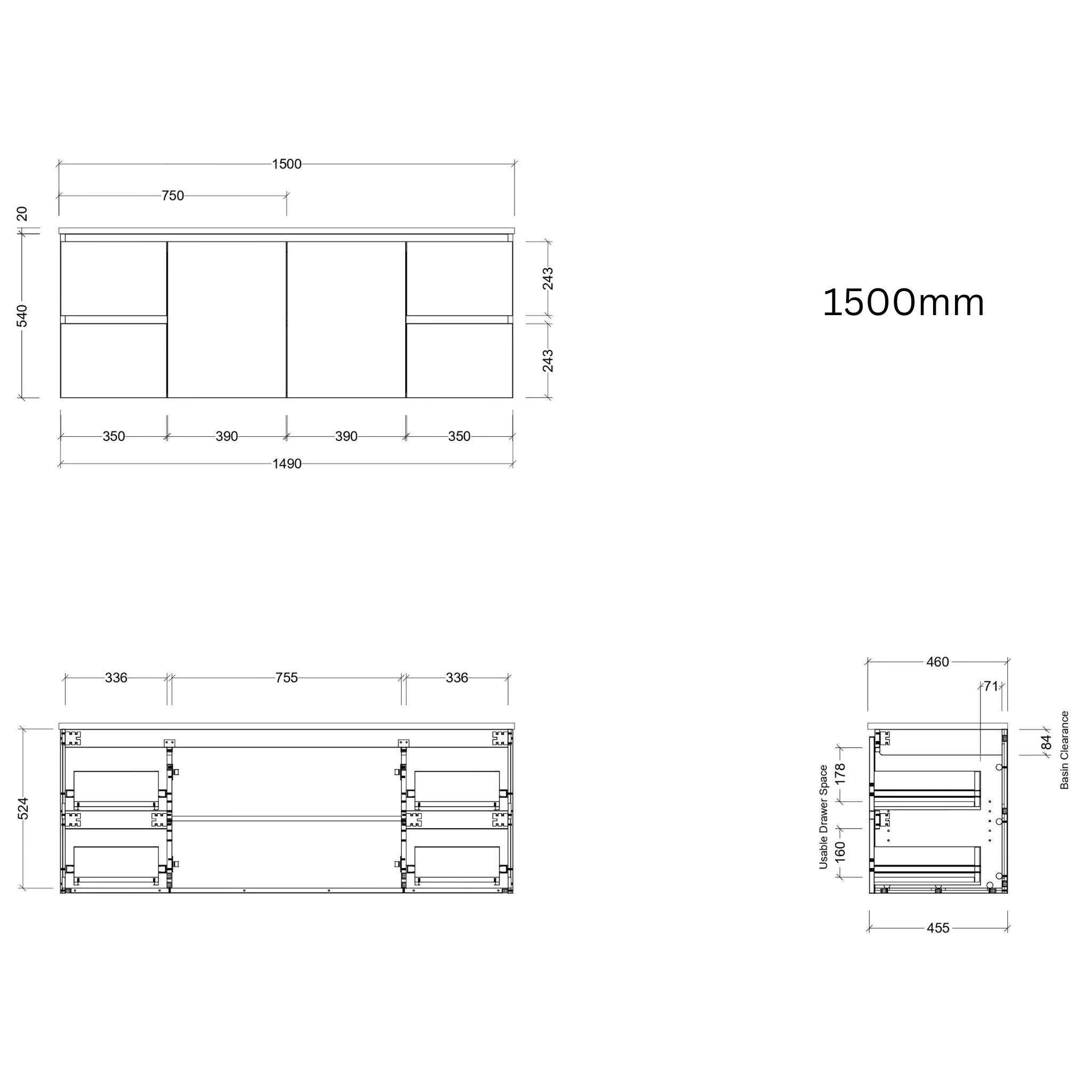 TIMBERLINE CARLO CUSTOM WALL HUNG VANITY (ALL SIZING)