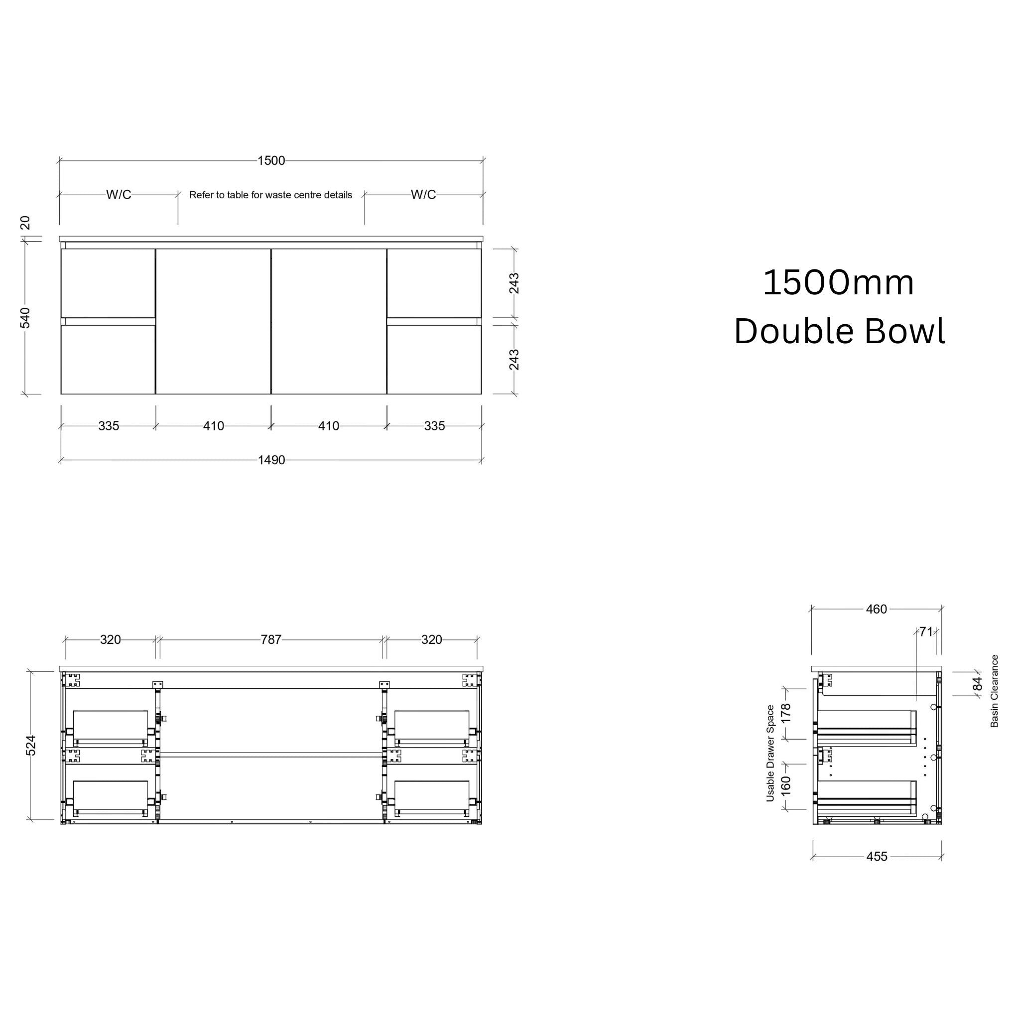 TIMBERLINE CARLO CUSTOM WALL HUNG VANITY (ALL SIZING)