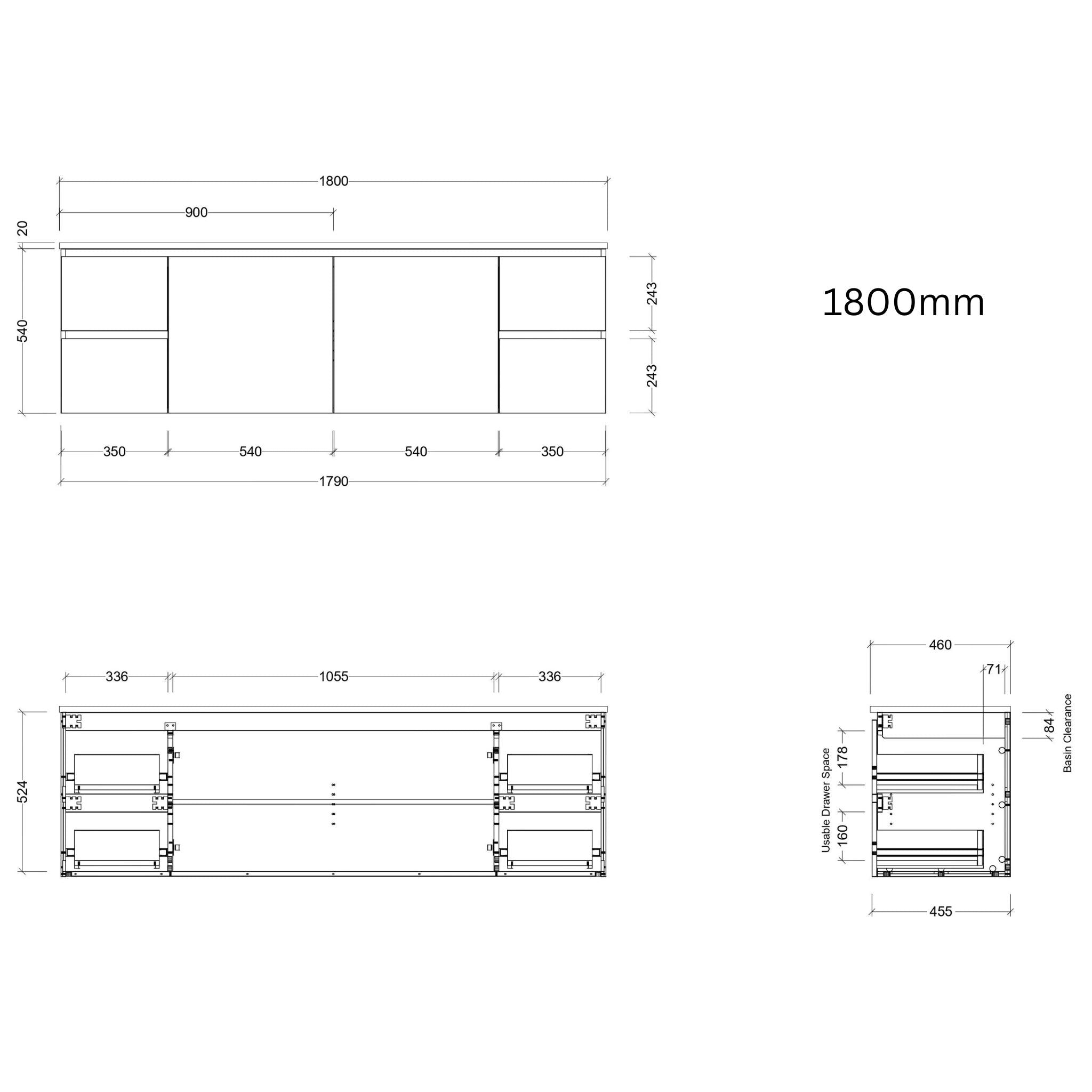 TIMBERLINE CARLO CUSTOM WALL HUNG VANITY (ALL SIZING)