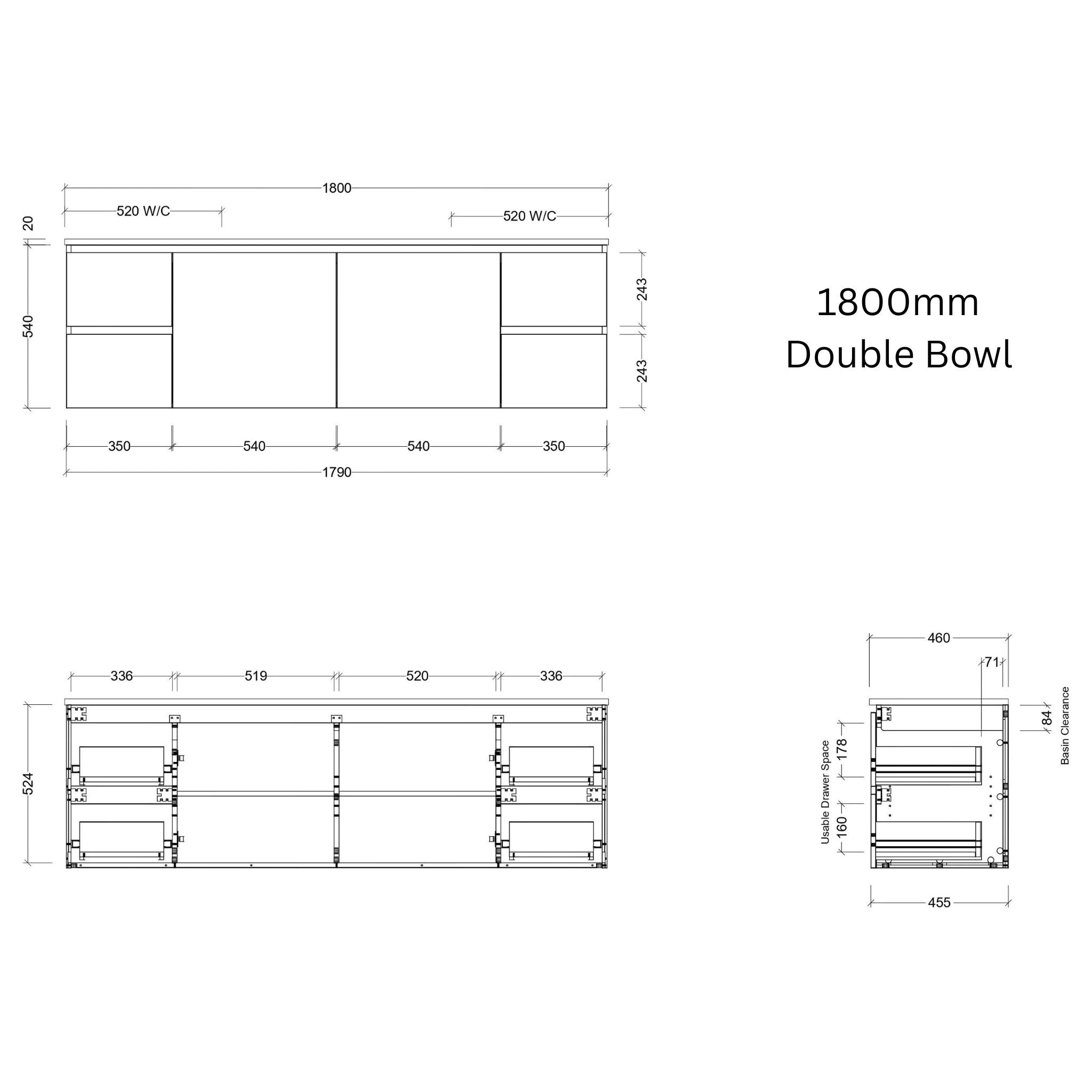 TIMBERLINE CARLO CUSTOM WALL HUNG VANITY (ALL SIZING)