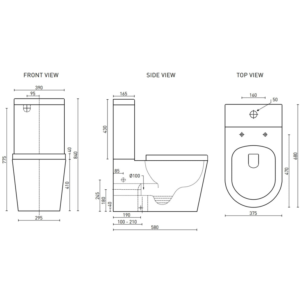DECINA CARINA RIMLESS UNIVERSAL BACK-TO-WALL TOILET SUITE GLOSS WHITE
