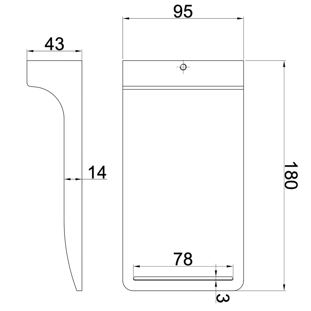 Linsol Cascada S2 Waterfall Bath Spout 180mm line drawing