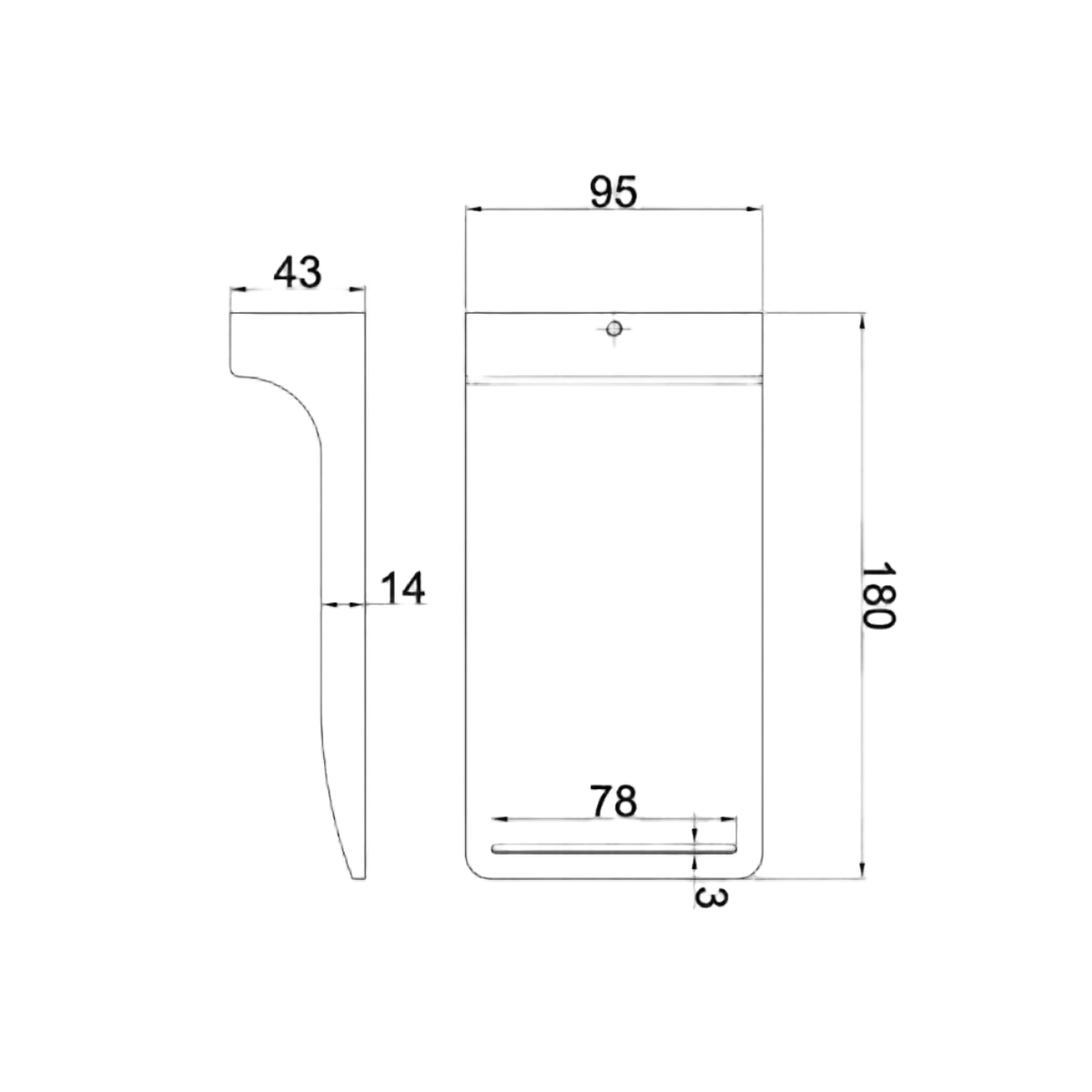 Linsol Cascada S2 Waterfall Bath Spout 180mm line drawing