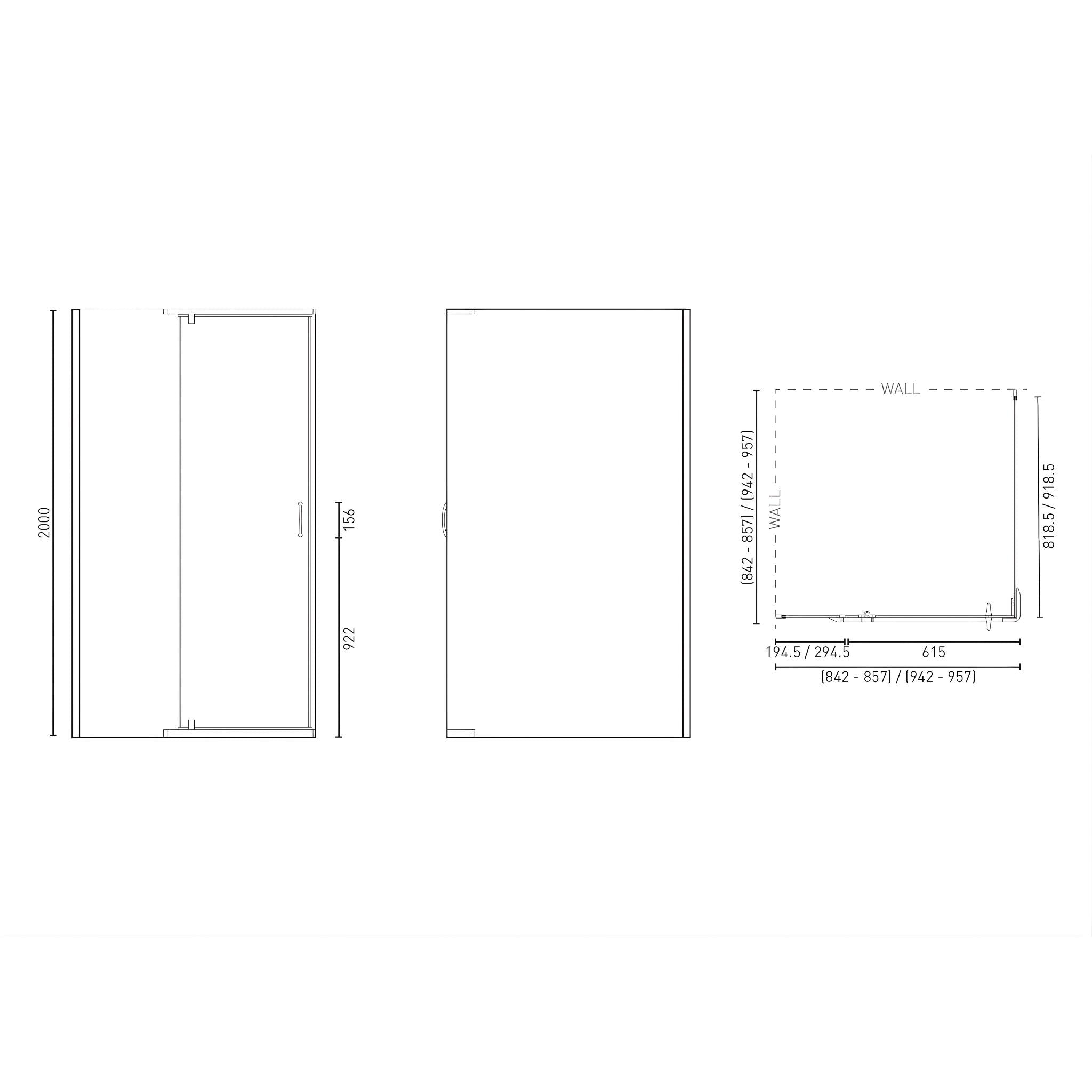 DECINA CASCADE SEMI-FRAMELESS PIVOT SHOWER SCREEN CHROME